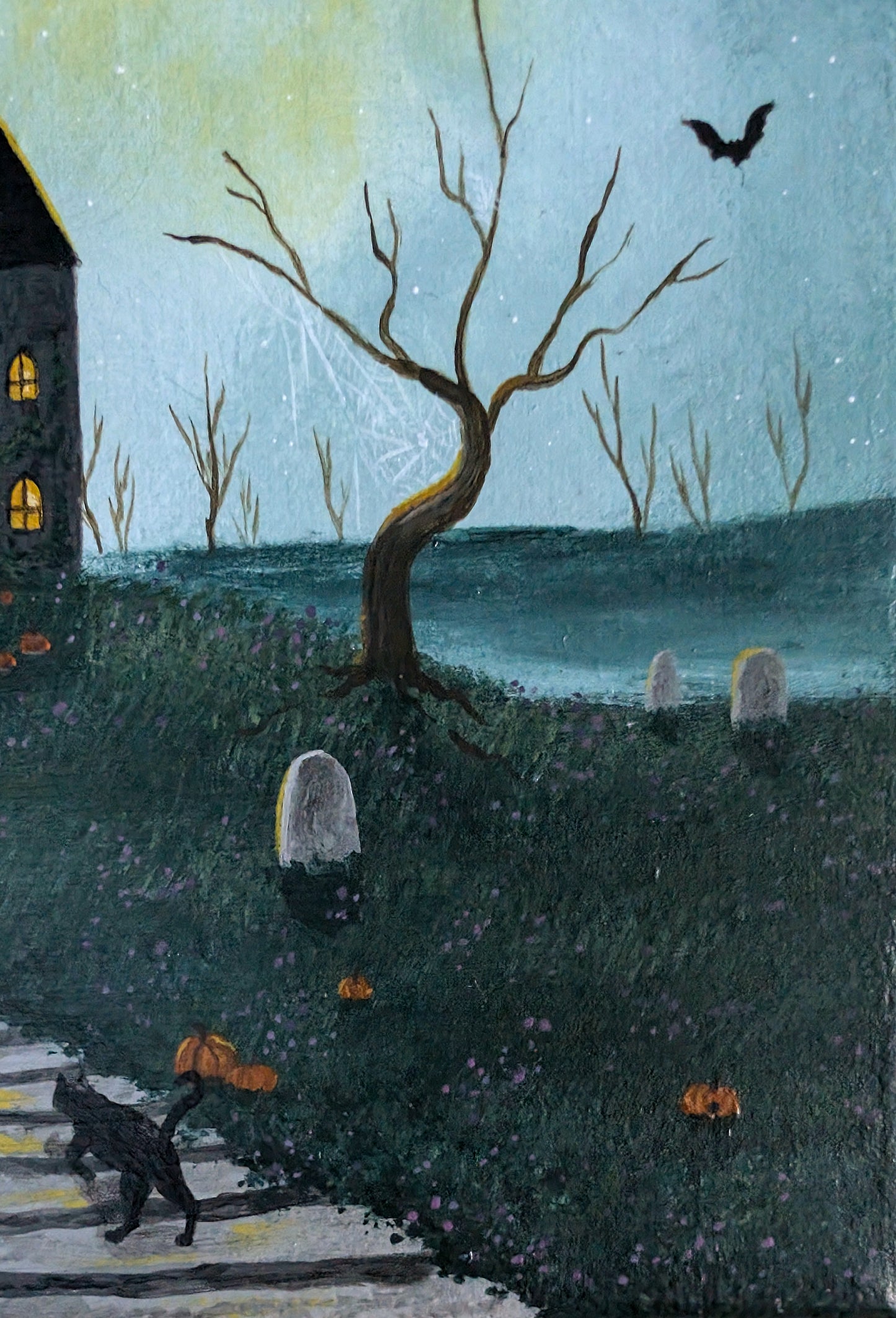 Halloween Night 6"x6" Painting