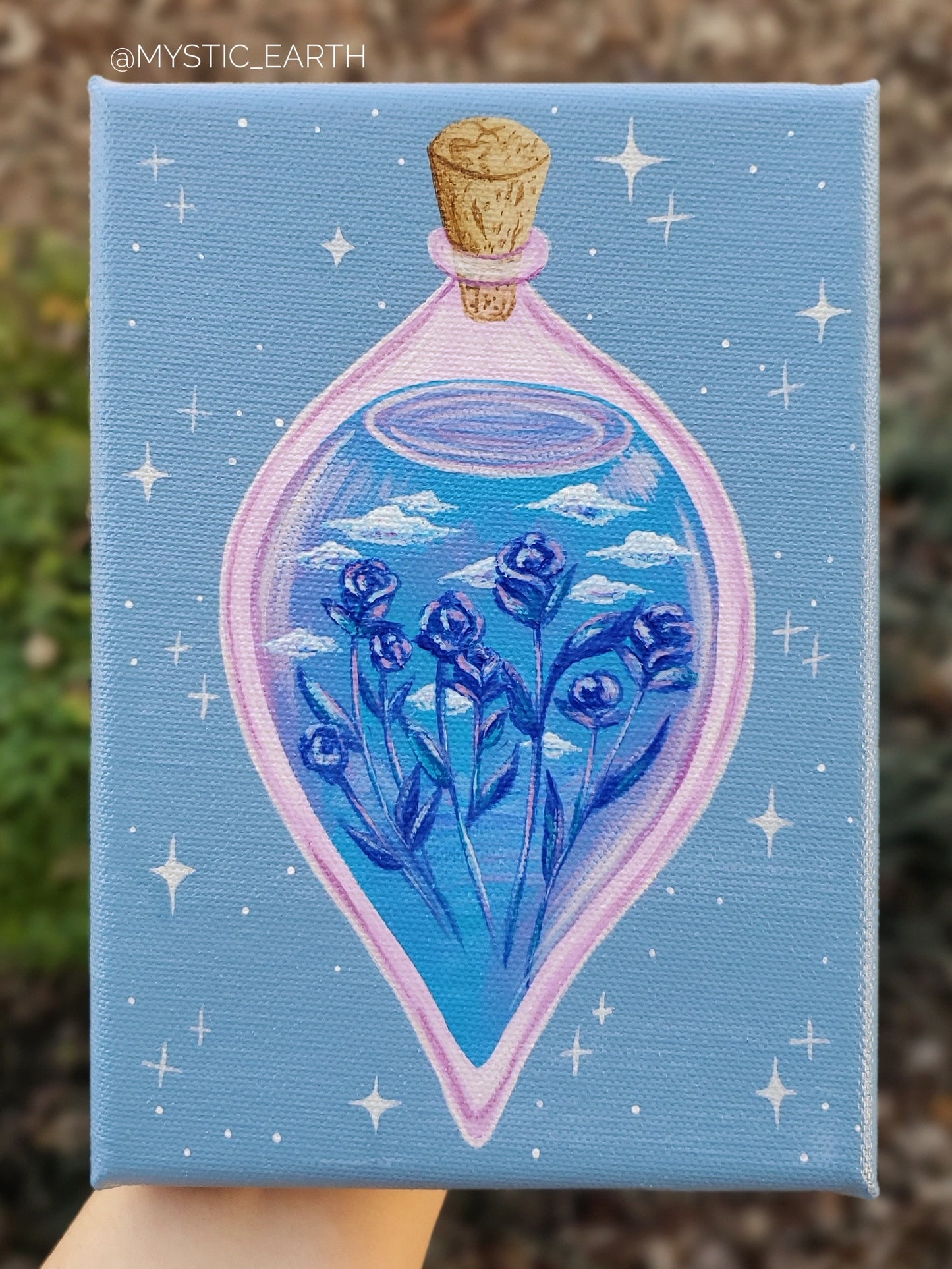 Blue Rose Potion Bottle Painting