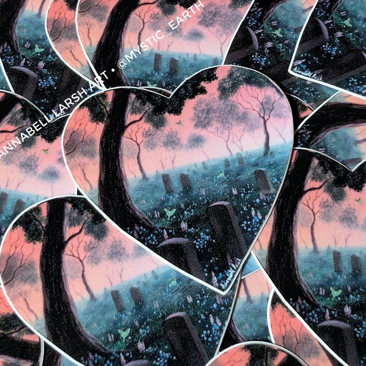 Pack of 25: 2" Pink Luna Moth Cemetery Stickers