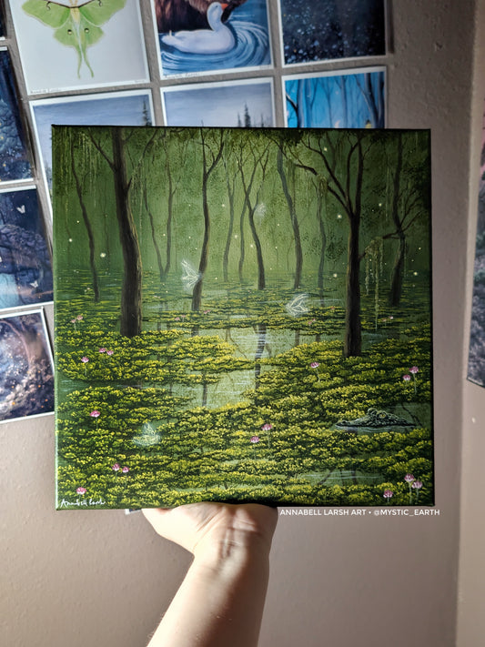 Fairies in the Swamp 12"x12" Painting