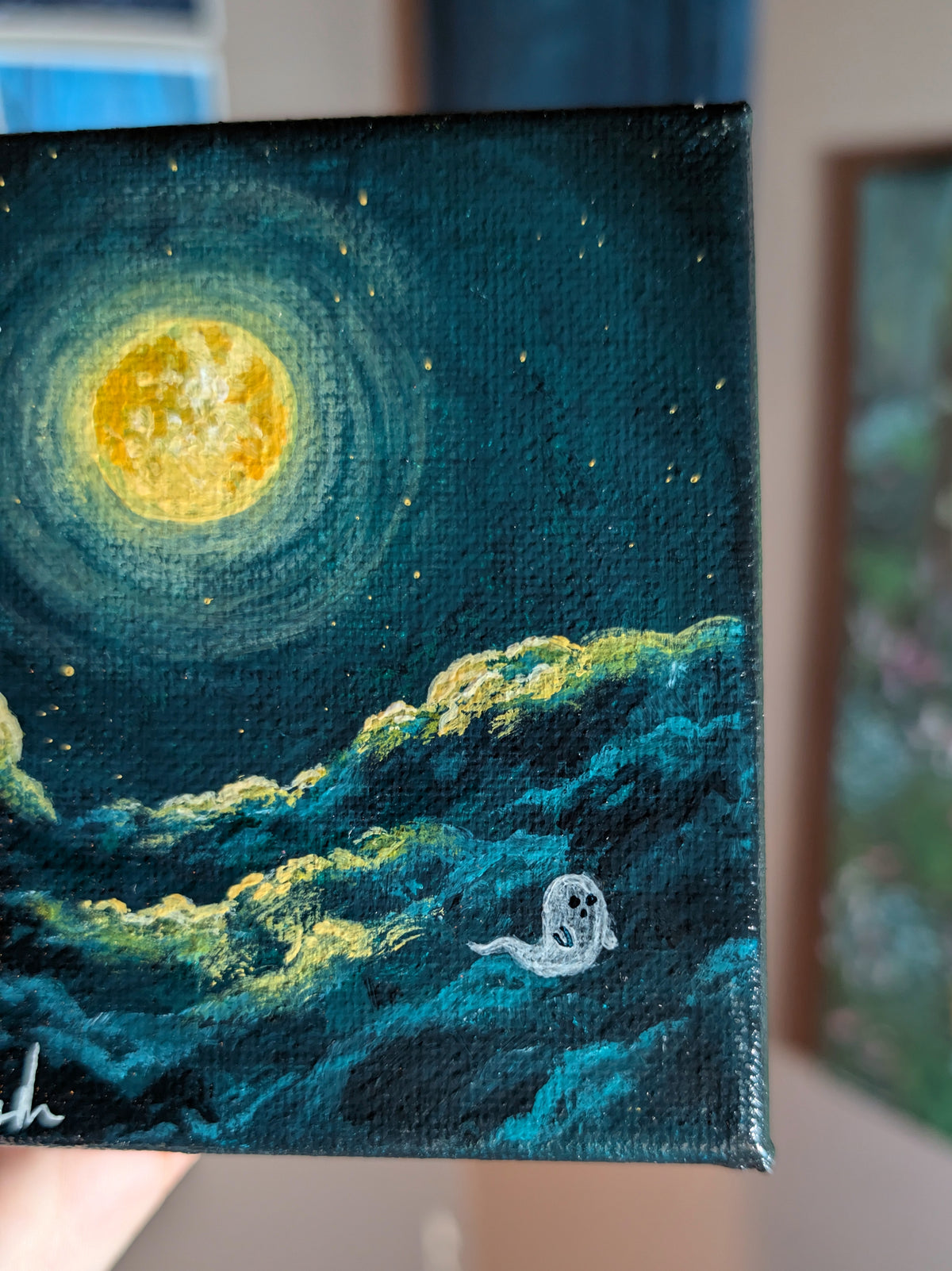 A Ghostly Night 4" Painting 10/50