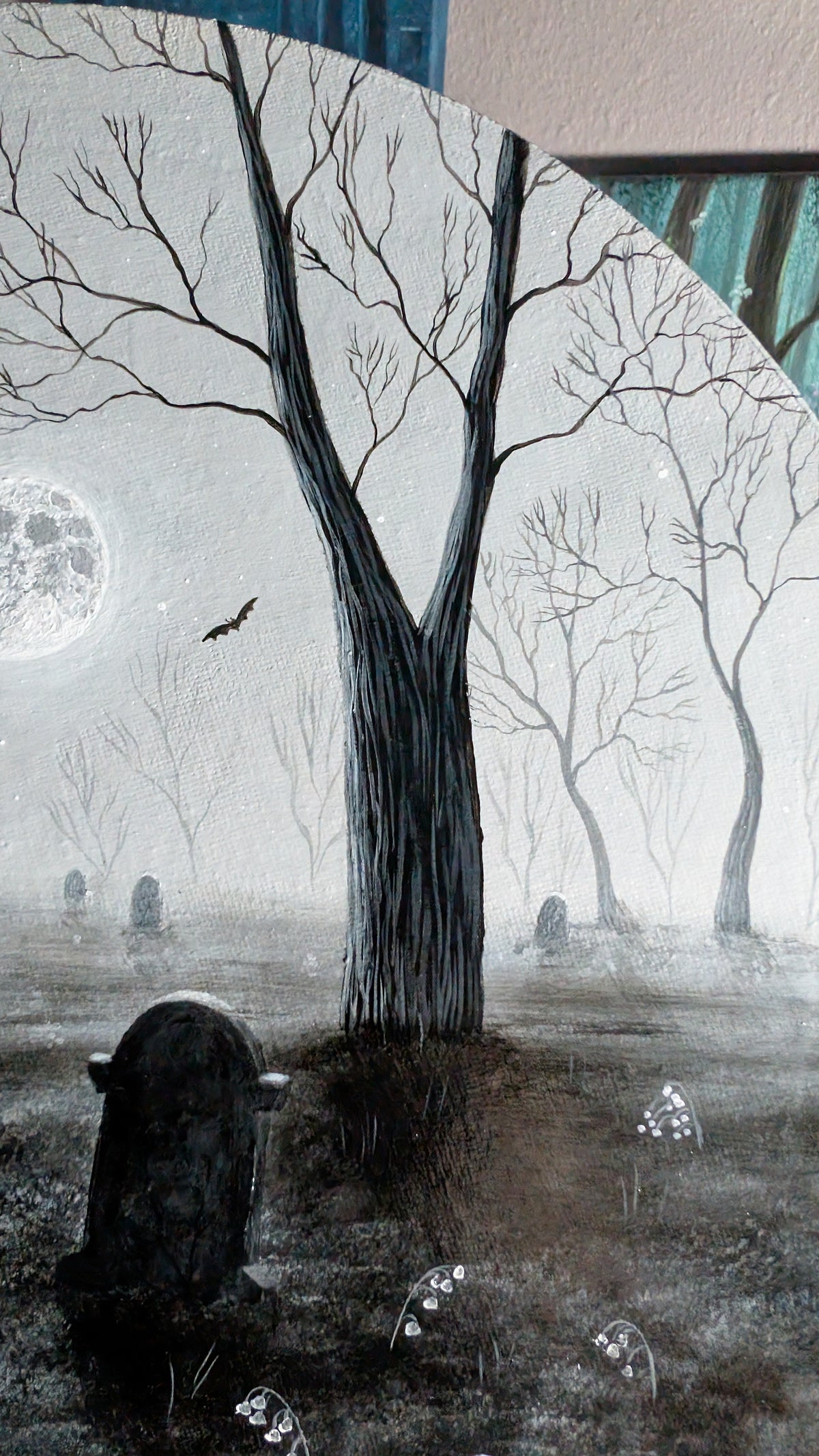 Blackflower Cemetery 12"x12" Painting