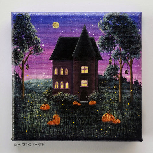 Haunted House Painting 5"x5"