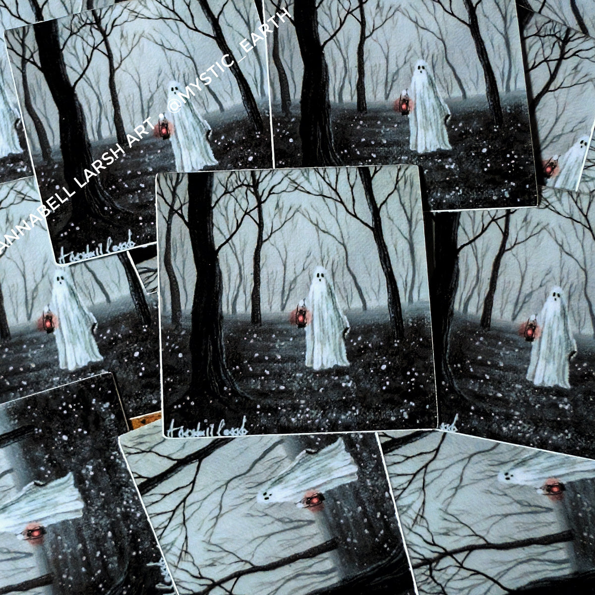 Pack of 25: 2" Halloween Spooky Ghost in the Forest Stickers