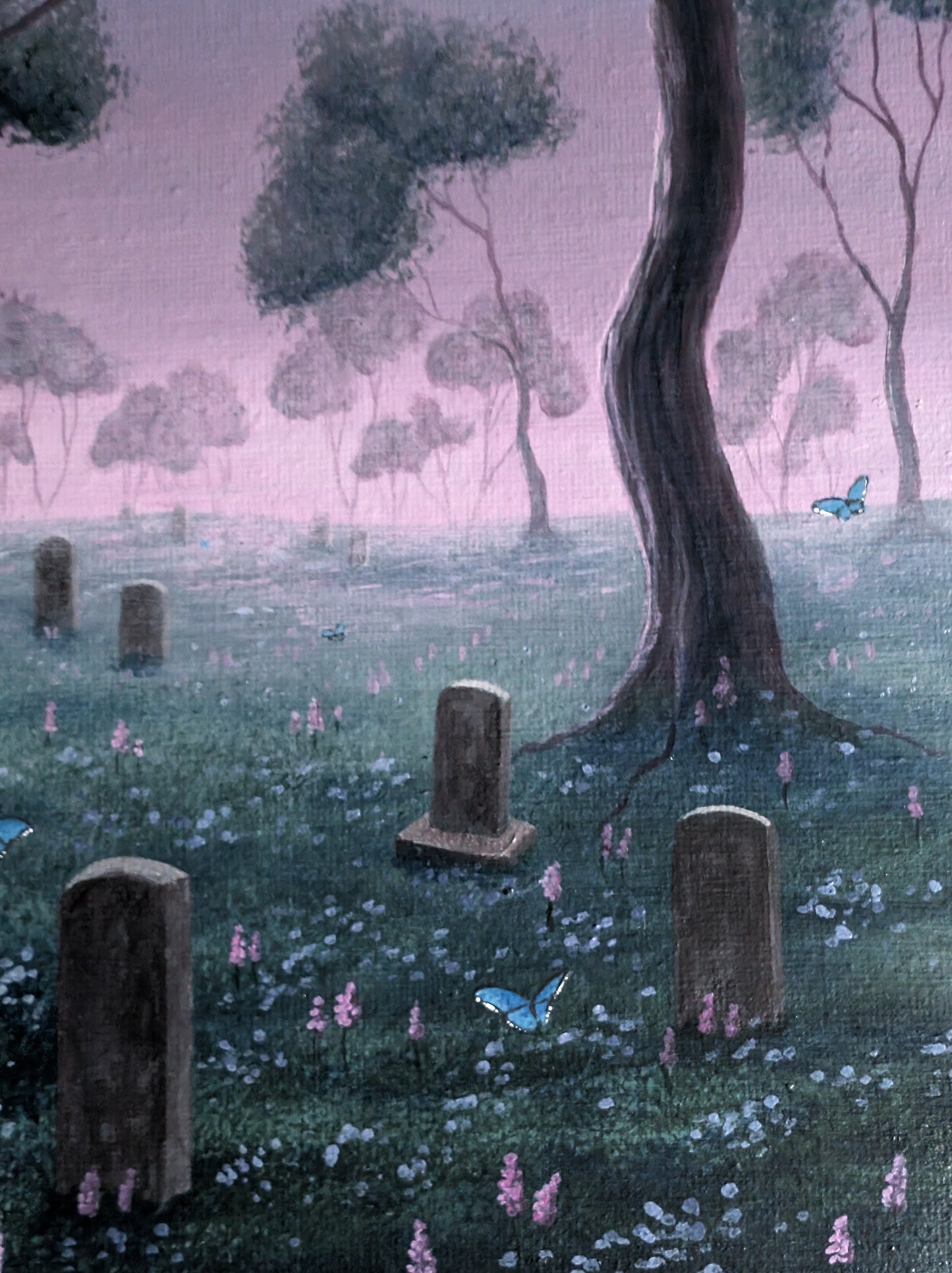 Lavender Grove Cemetery 8"x8" Painting
