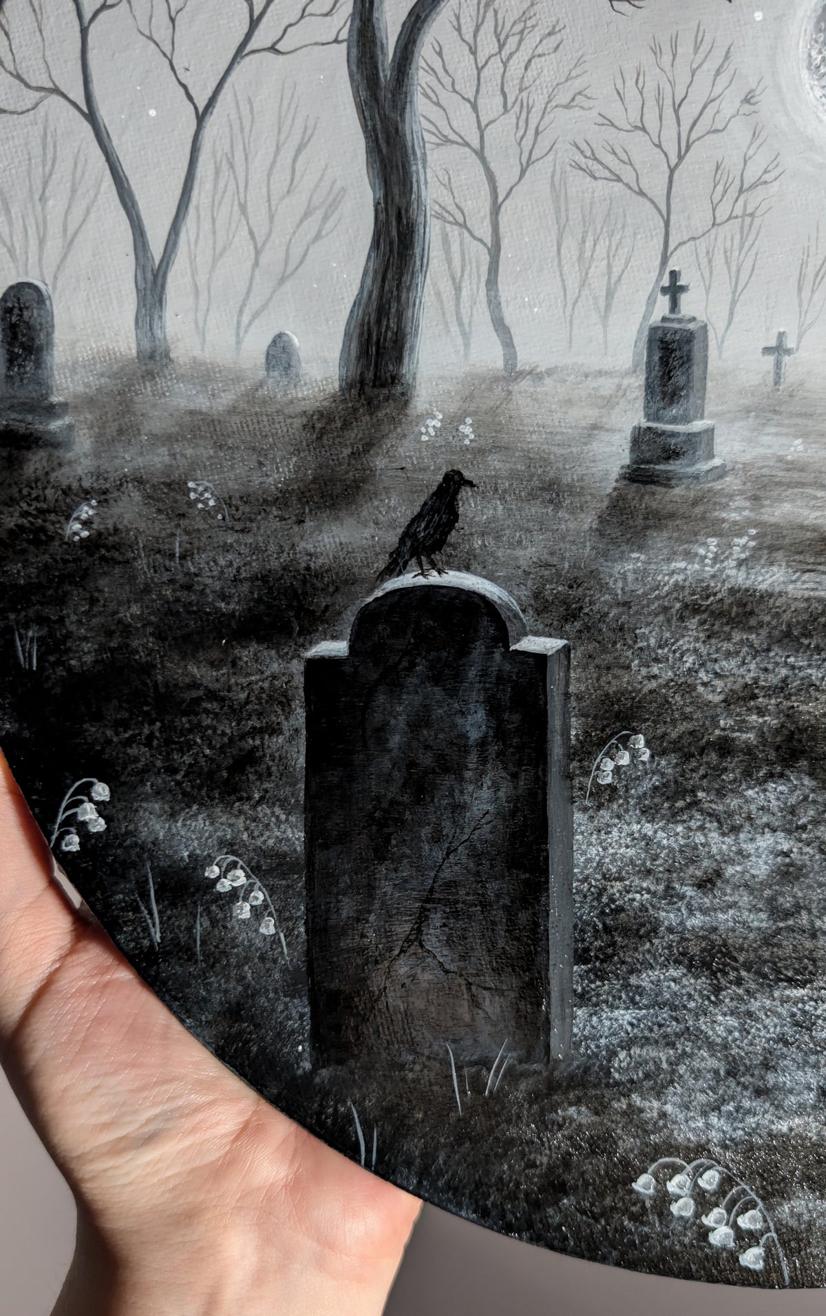 Blackflower Cemetery 12"x12" Painting
