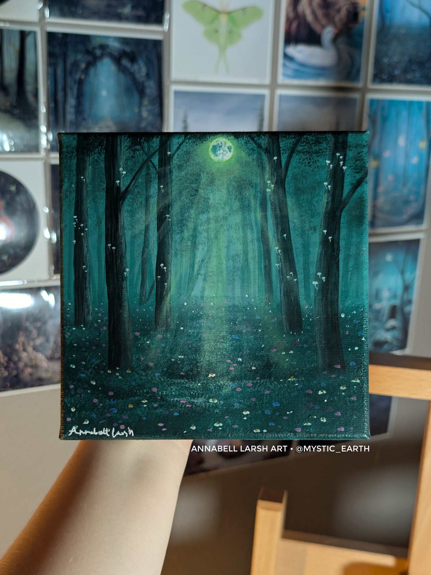 The Neon Moon 6"x6" Painting