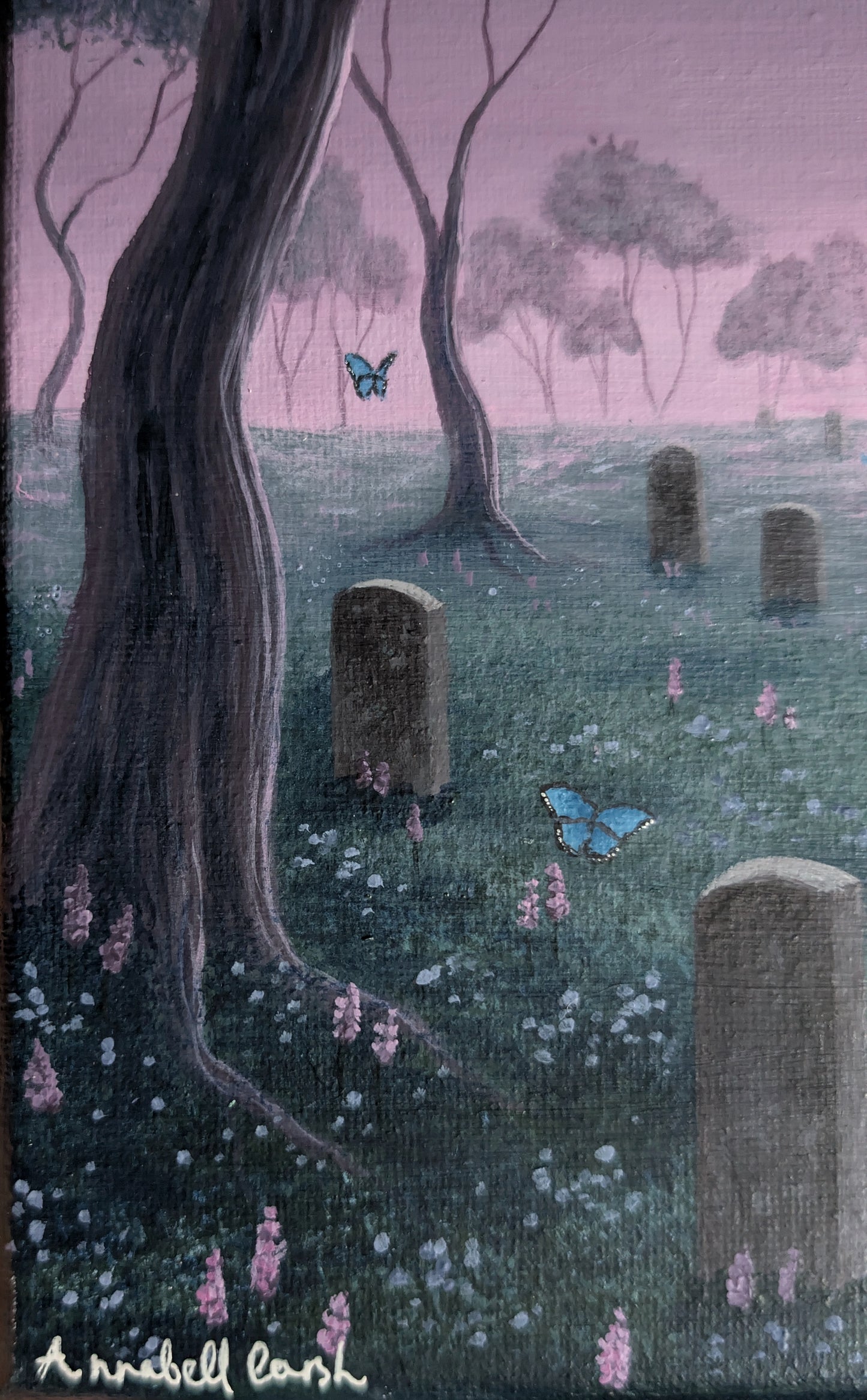 Lavender Grove Cemetery 8"x8" Painting