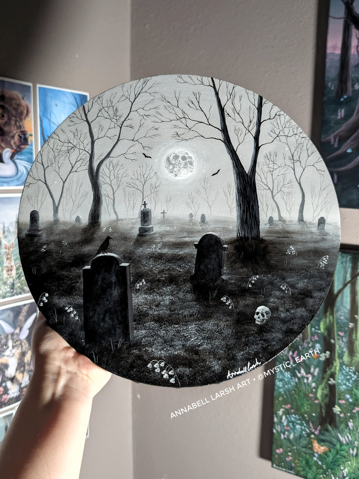Blackflower Cemetery 12"x12" Painting