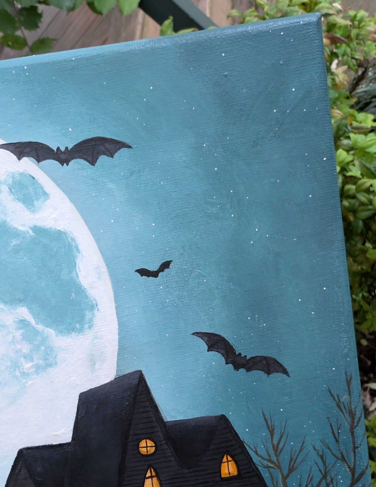 Black Cat Cemetery 12"x12" Painting