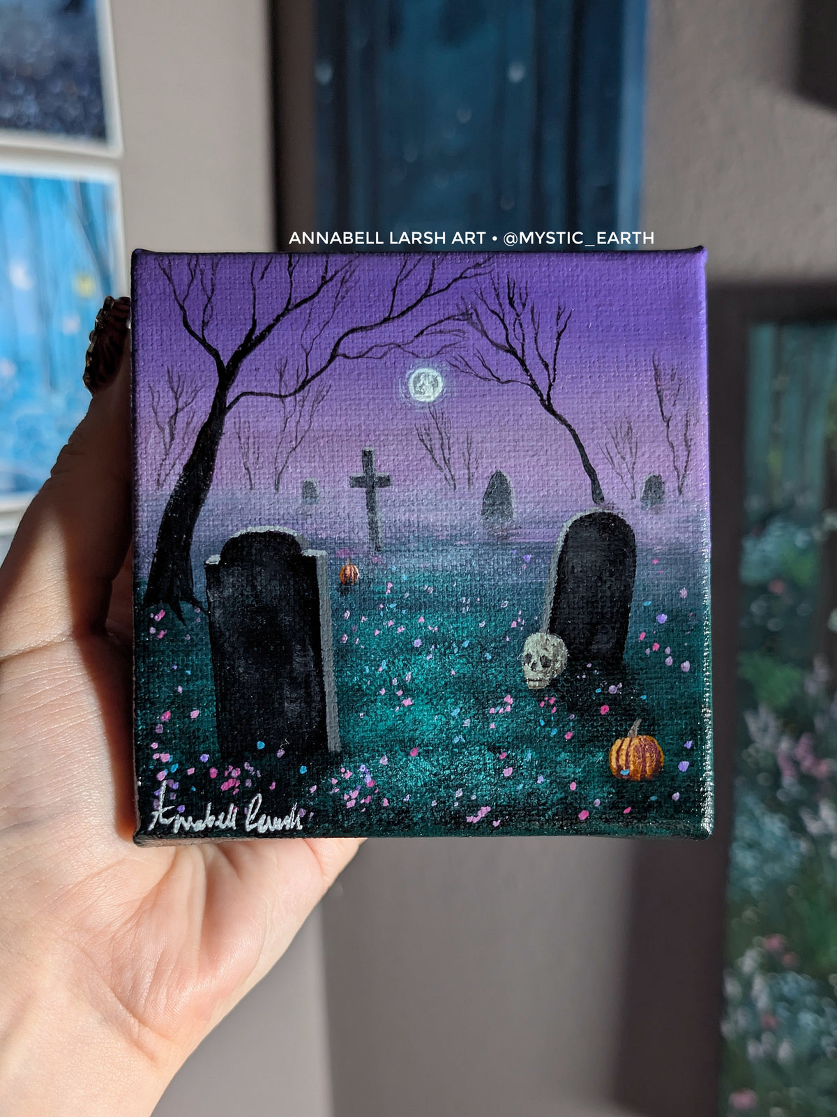 Hallows Eve Cemetery 4" Painting 16/50