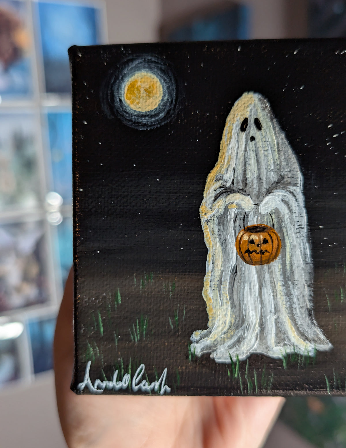 Carl the Ghost 4" Painting 8/50