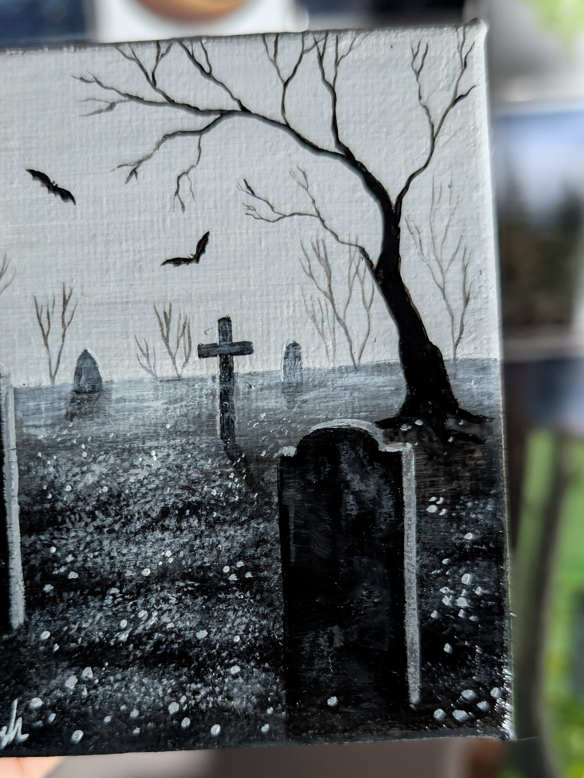 Somber Cemetery 4" Painting 60/50