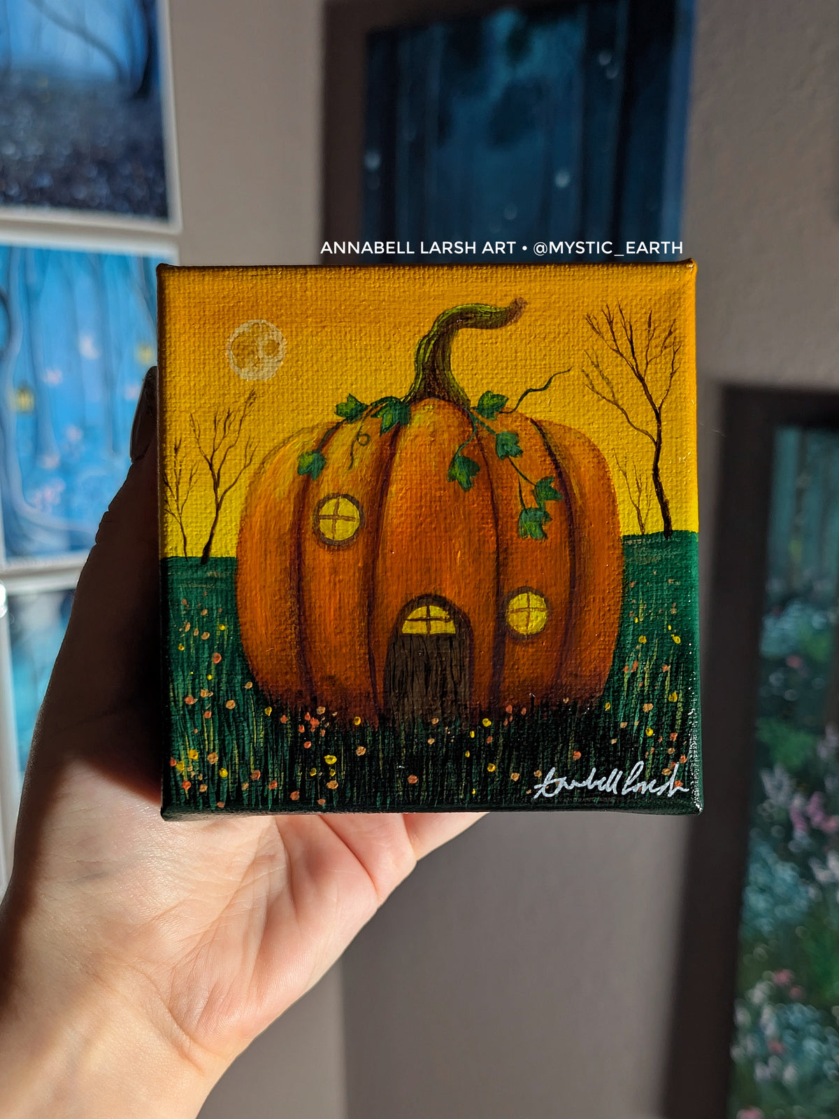The Pumpkin Cottage 4" Painting 47/50