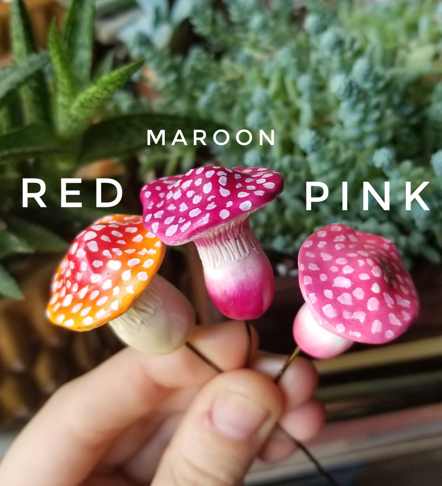 Mini Rainbow Mushroom Fairy Garden Decor - Indoor and Outdoors