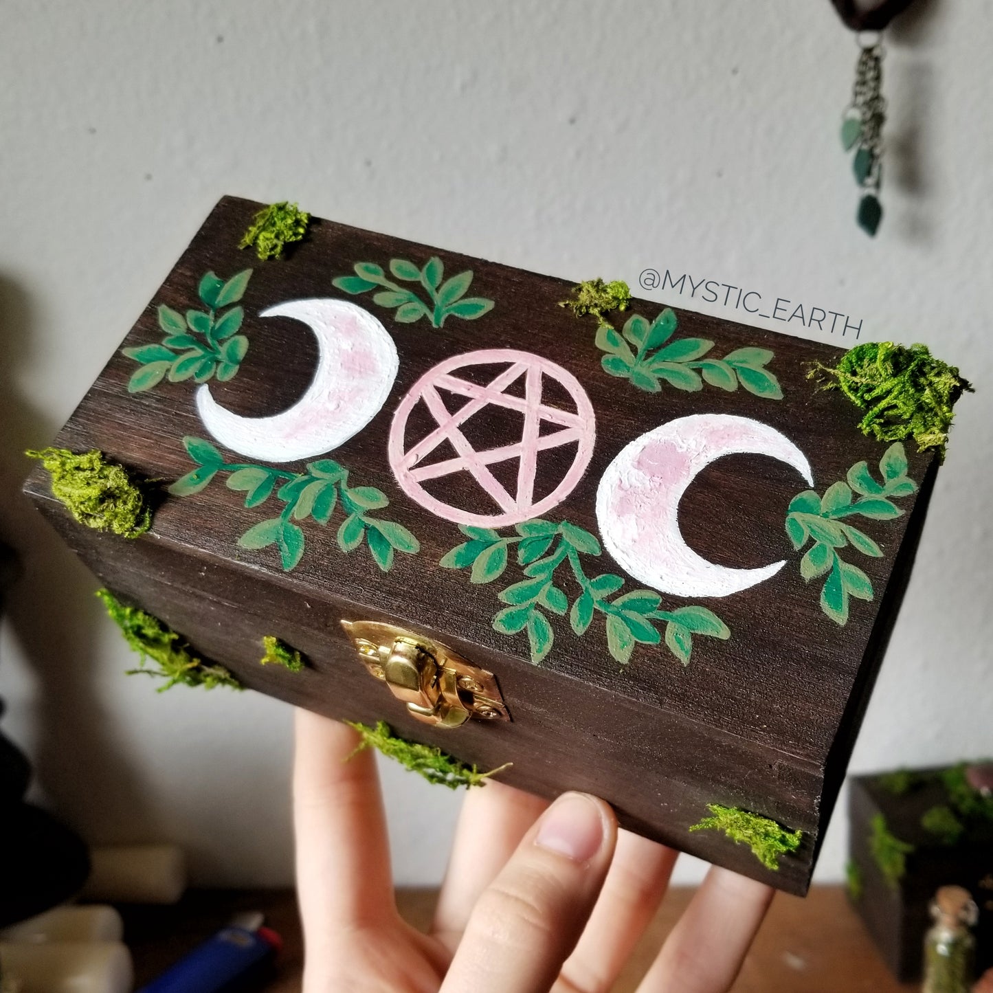 Lunar Pentacle Altar Box with a Hidden Crystal