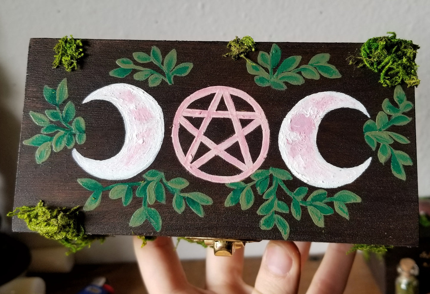 Lunar Pentacle Altar Box with a Hidden Crystal