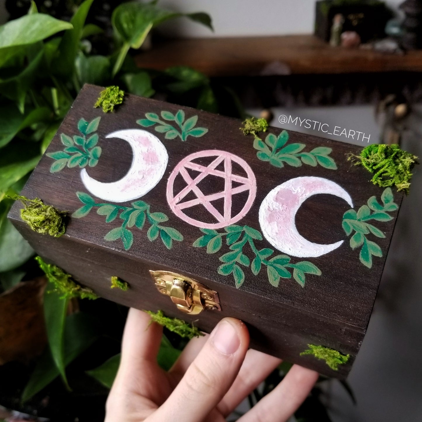 Lunar Pentacle Altar Box with a Hidden Crystal