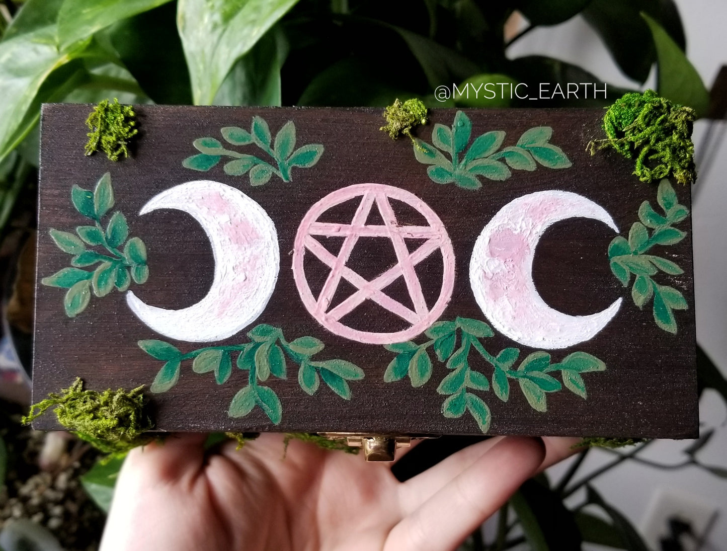 Lunar Pentacle Altar Box with a Hidden Crystal