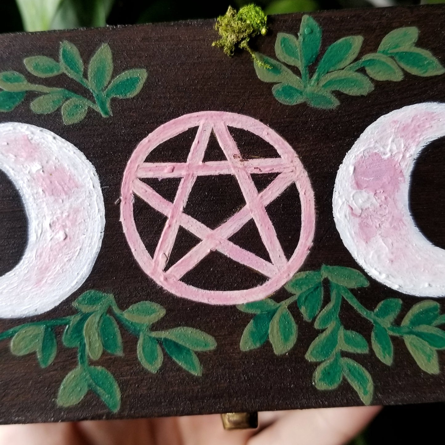 Lunar Pentacle Altar Box with a Hidden Crystal