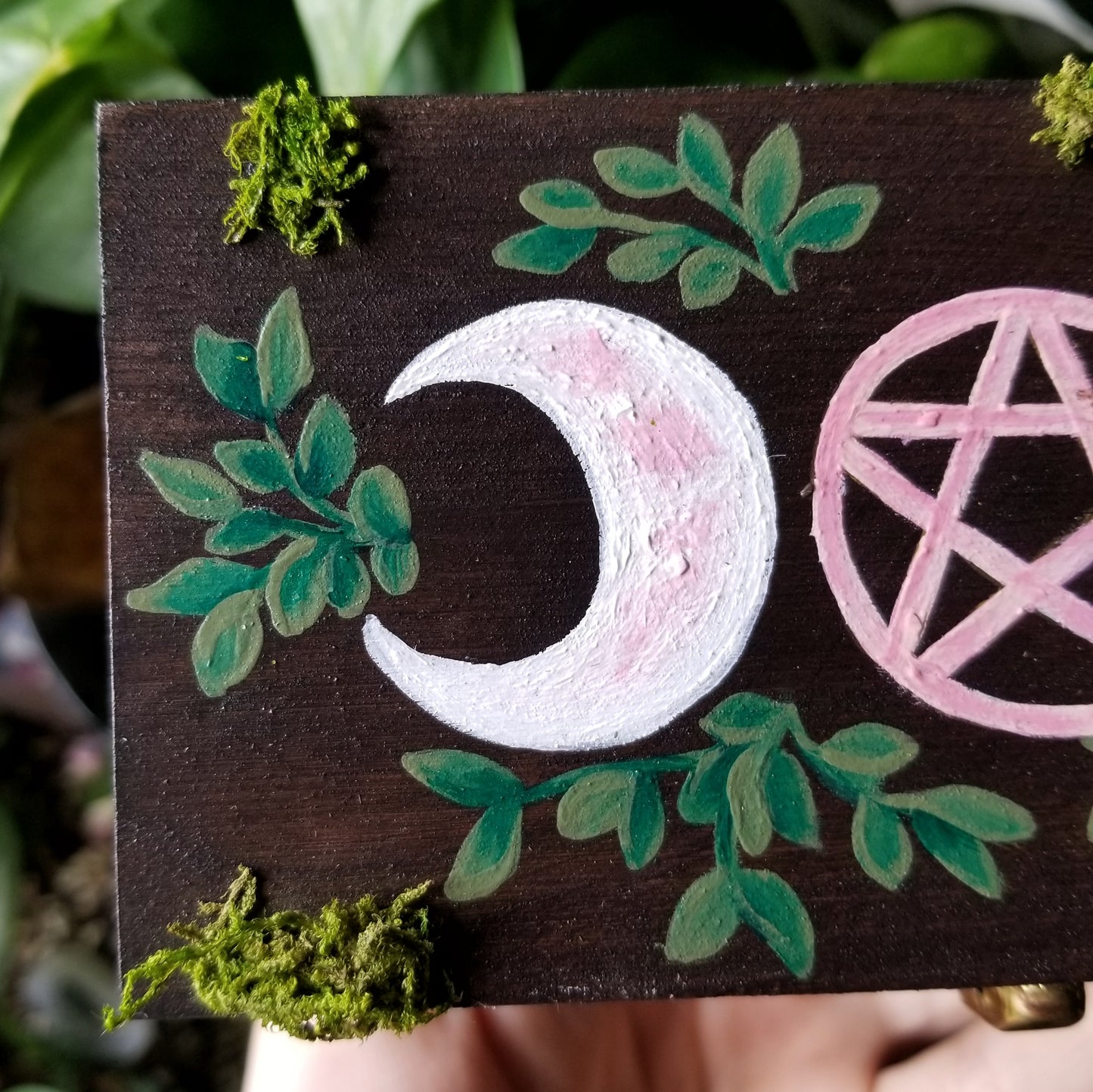 Lunar Pentacle Altar Box with a Hidden Crystal