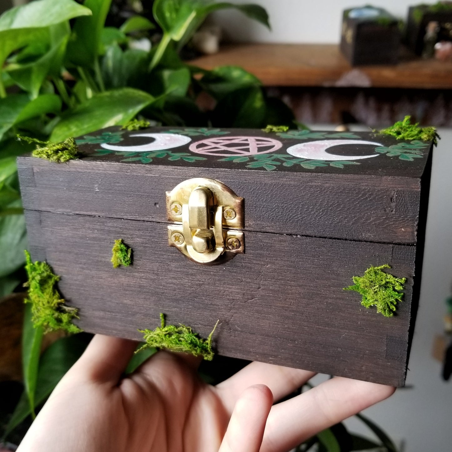 Lunar Pentacle Altar Box with a Hidden Crystal