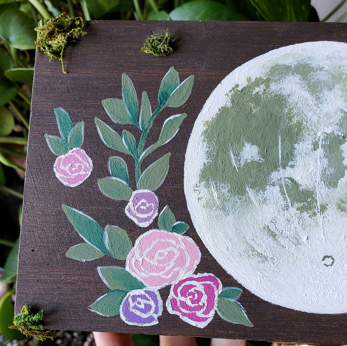 Floral Moon Altar Box with a Hidden Crystal