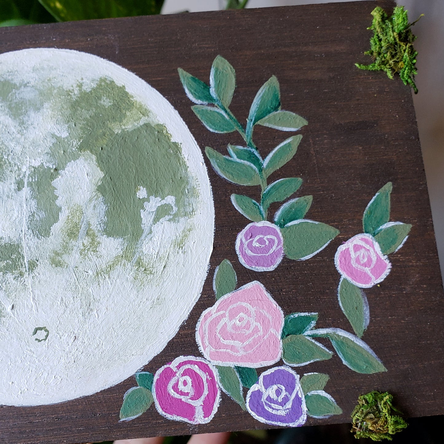 Floral Moon Altar Box with a Hidden Crystal