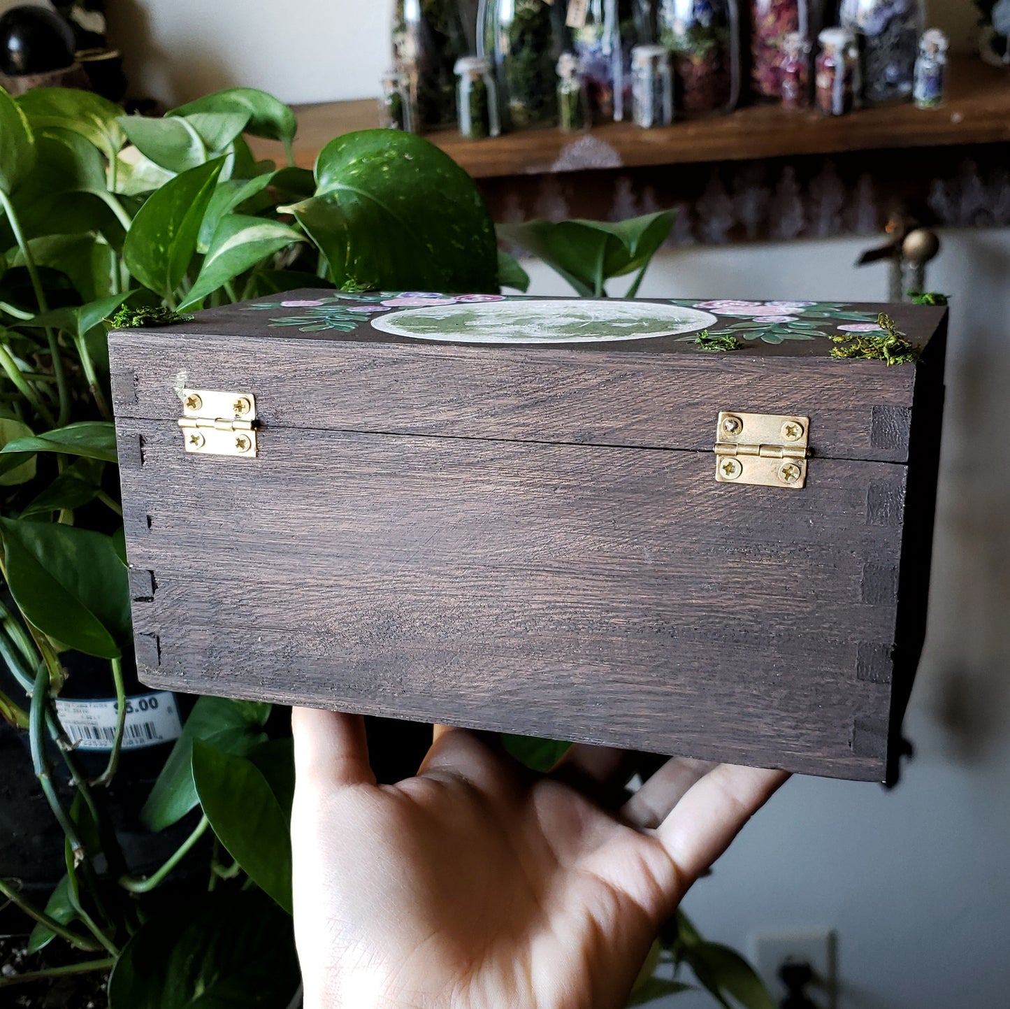 Floral Moon Altar Box with a Hidden Crystal