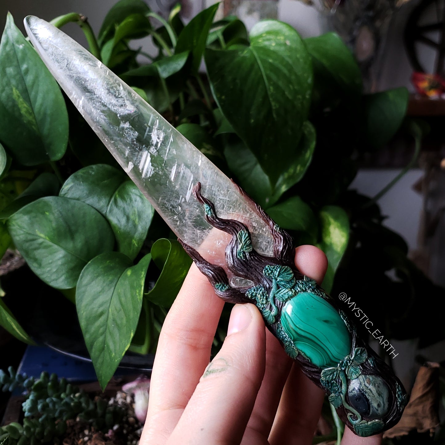 Earth Enchantress Athame with Malachite and Kambaba Jasper