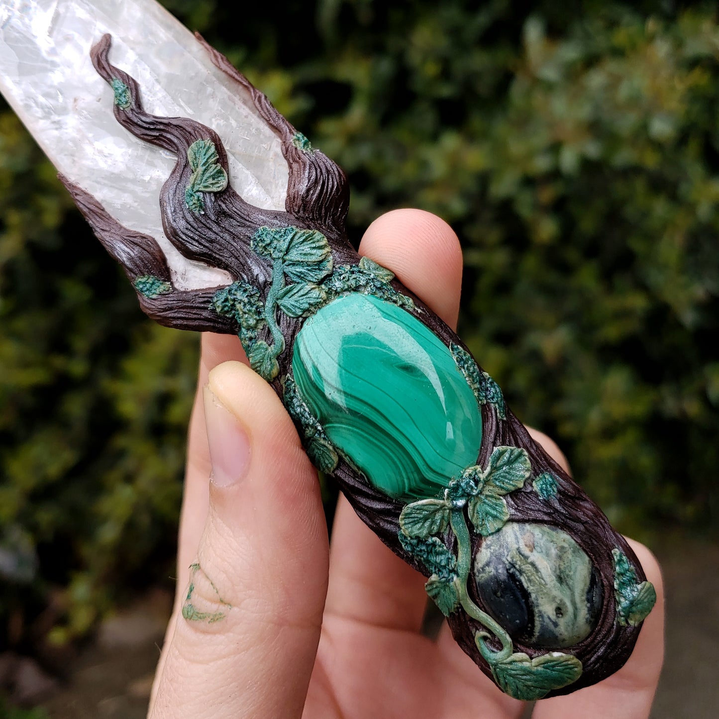 Earth Enchantress Athame with Malachite and Kambaba Jasper