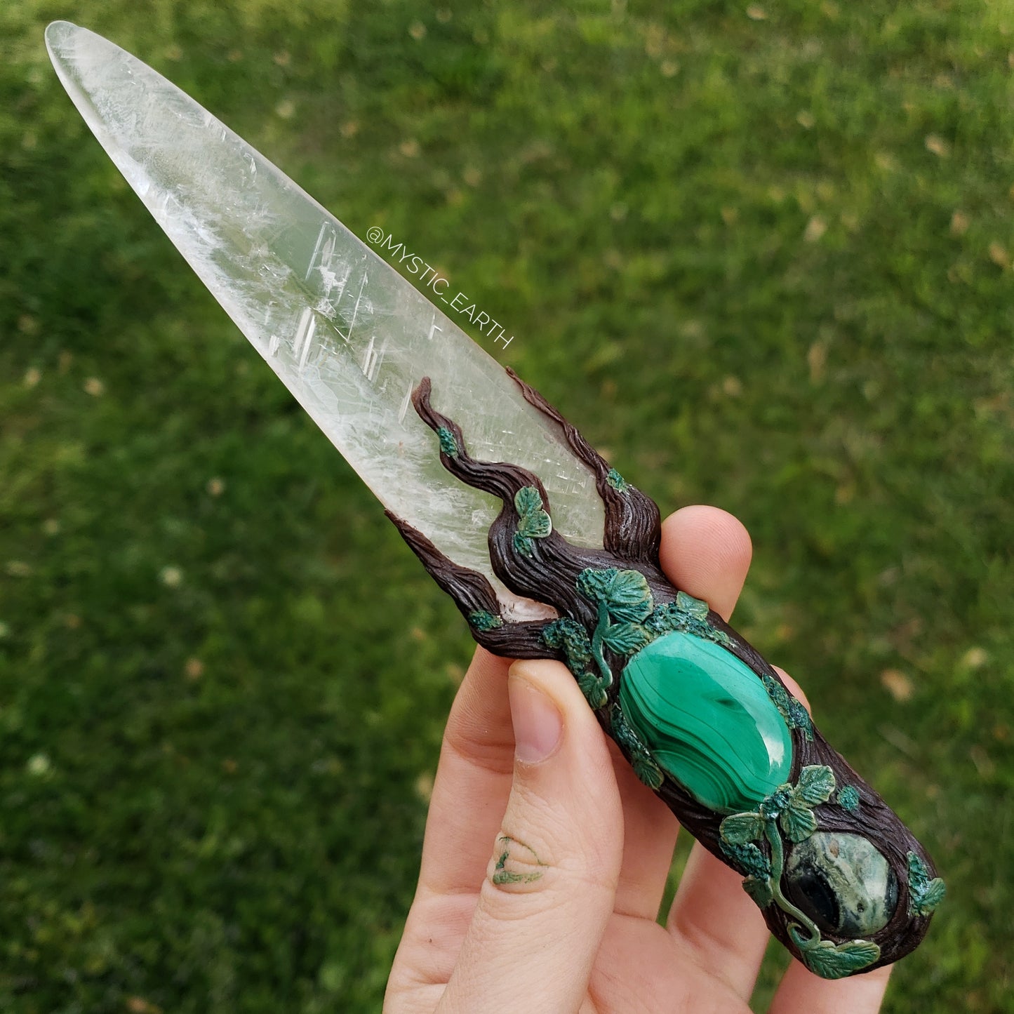 Earth Enchantress Athame with Malachite and Kambaba Jasper