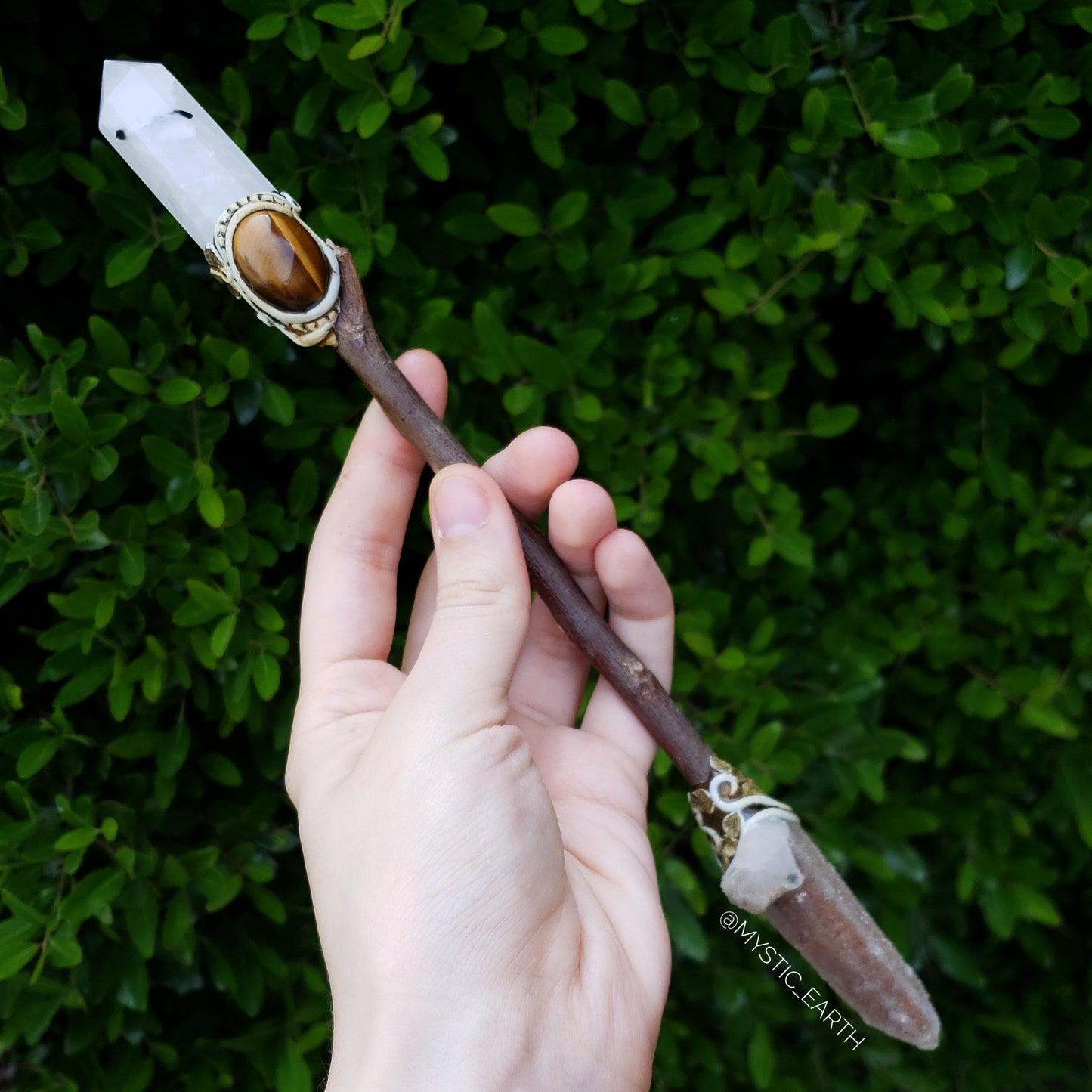 Crystal Wand with Tourmalated Quartz