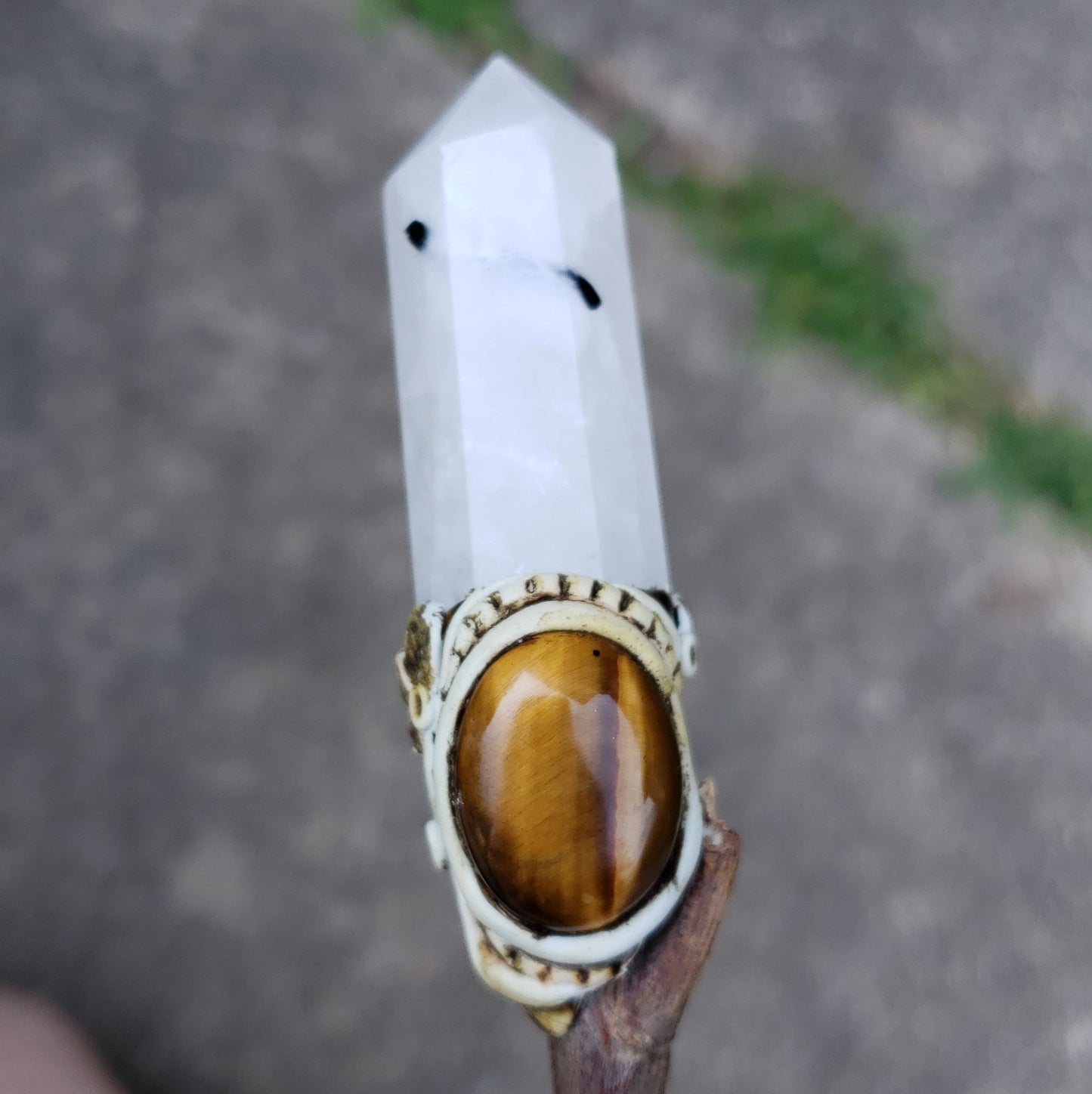 Crystal Wand with Tourmalated Quartz