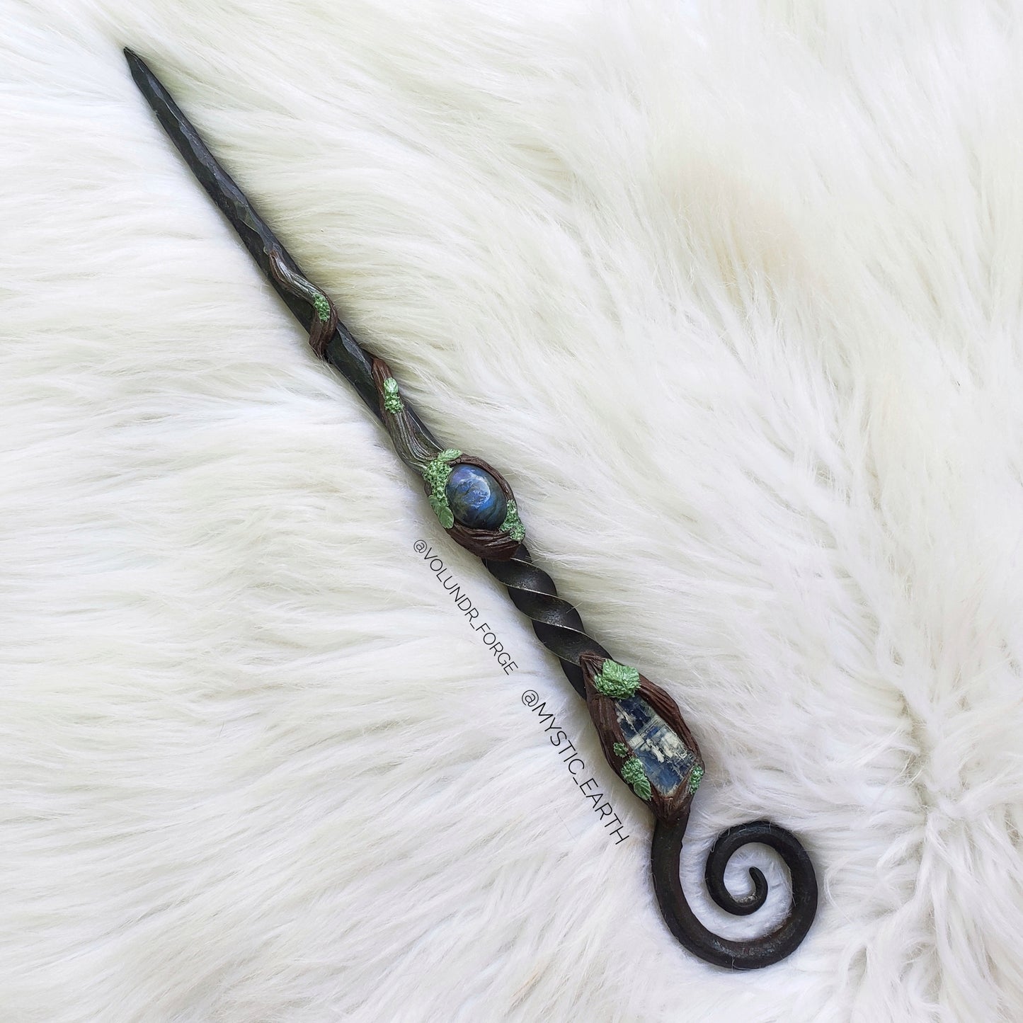 RESERVED FOR BEFFERBOO - Spiral Style Crystal Wand ~ Mystic Earth x Volundr Forge