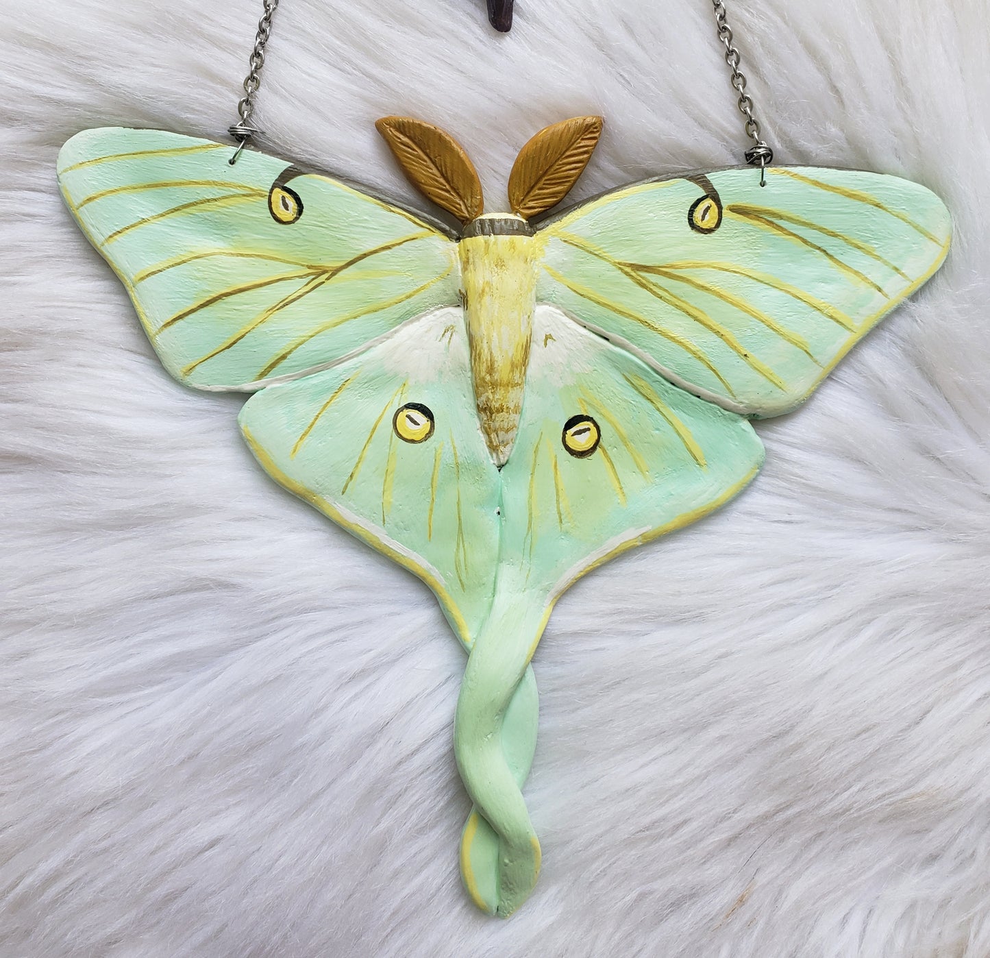 RESERVED FOR @life_listens (Custom Work) Luna Moth Wall Hanging with Amethyst