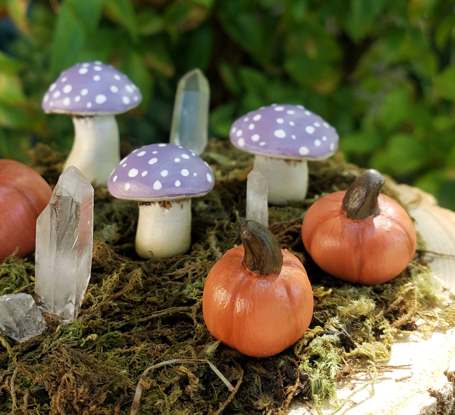 Pumpkin & Purple Fungi Garden Sculpture
