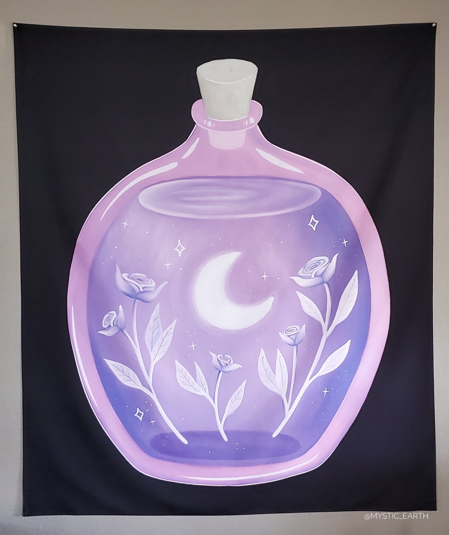 Black Rose Potion Bottle Tapestry