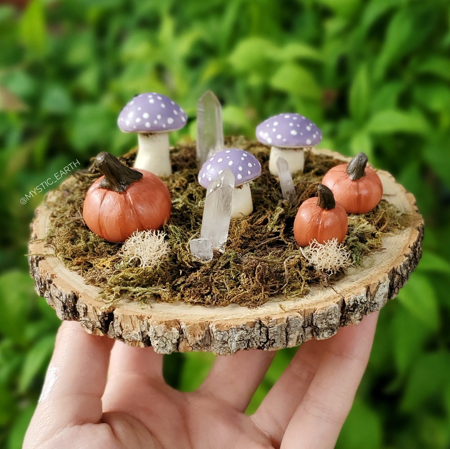 Pumpkin & Purple Fungi Garden Sculpture