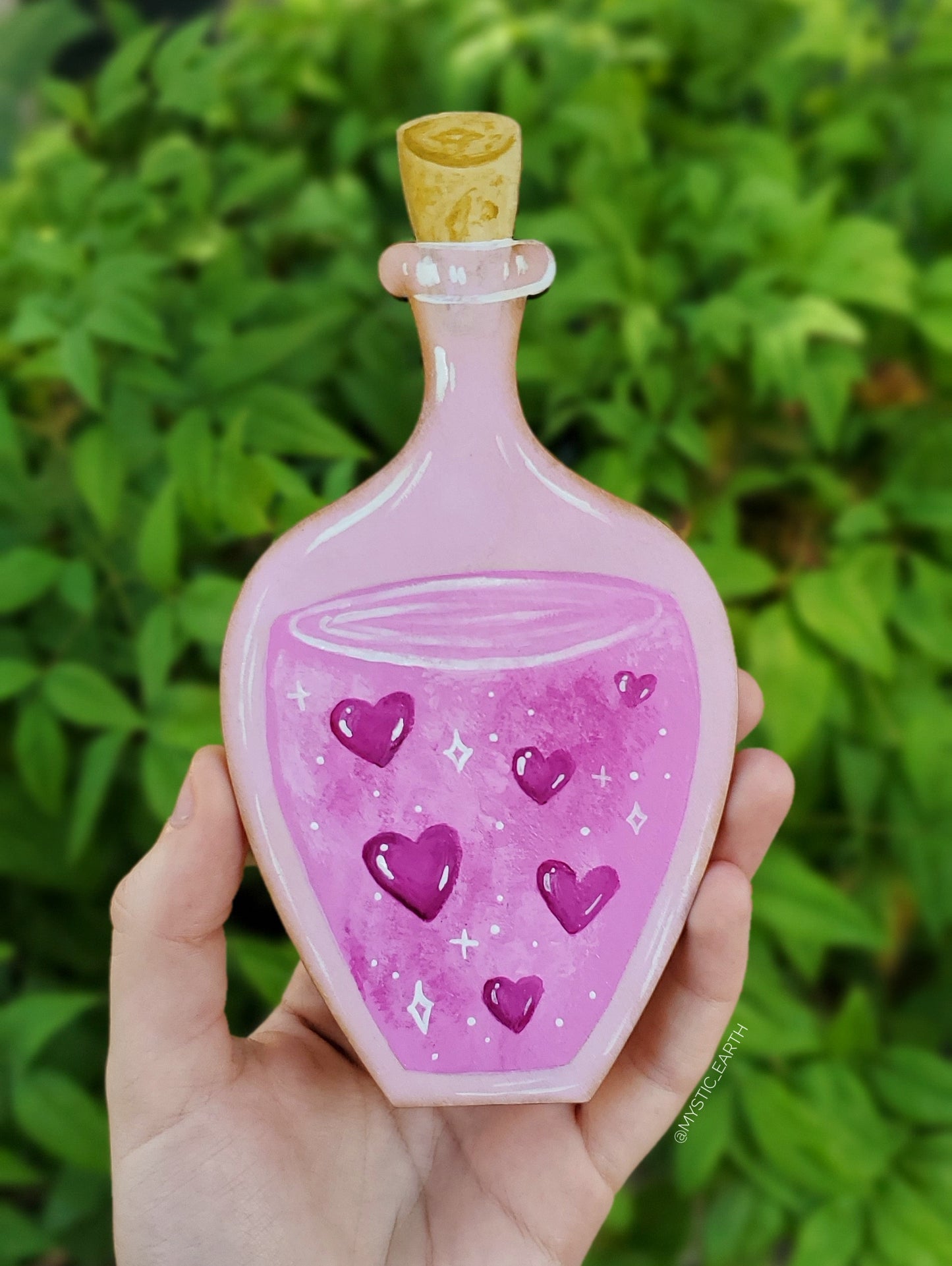 Wooden Love Potion Bottle Painting