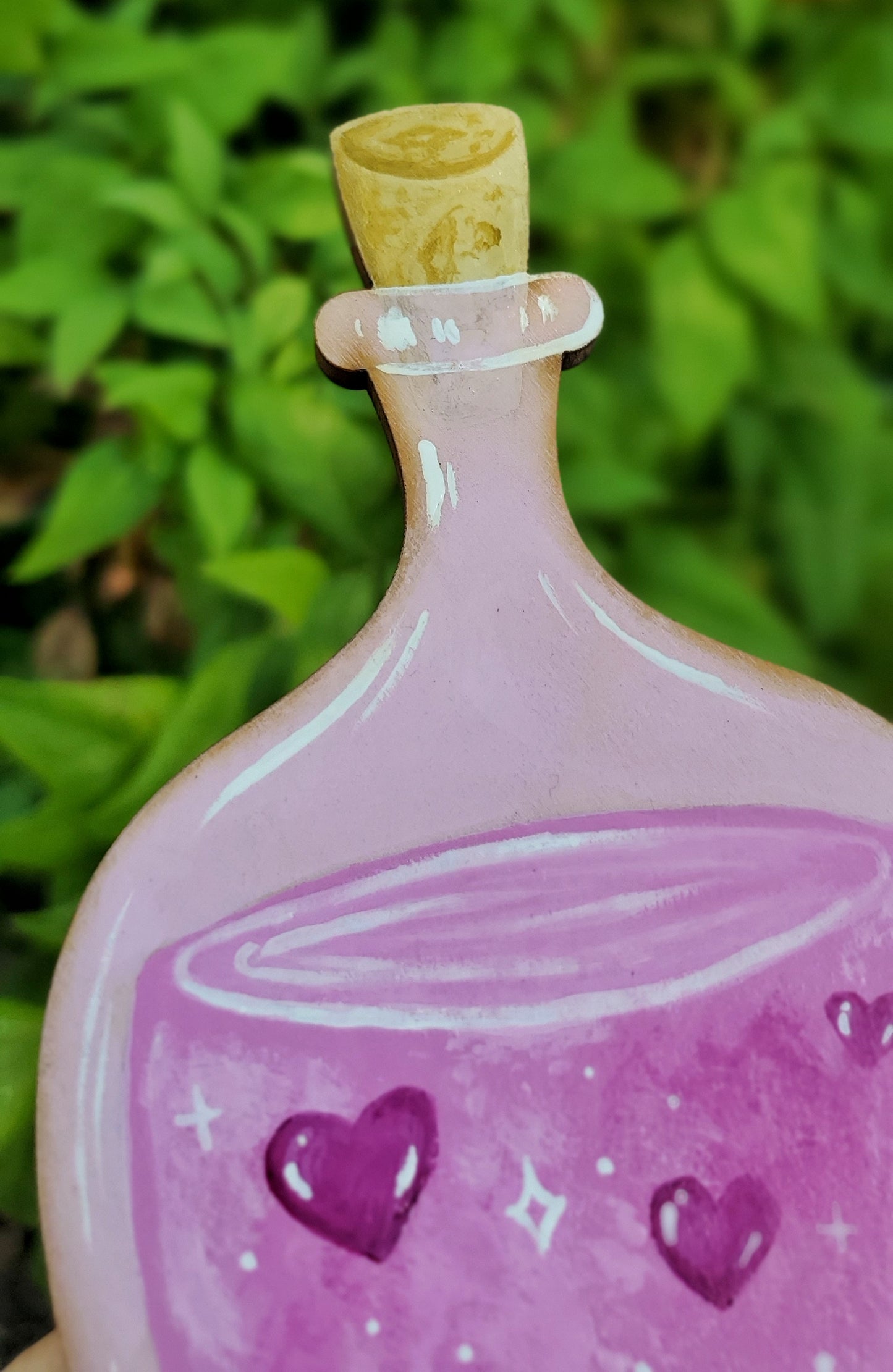 Wooden Love Potion Bottle Painting
