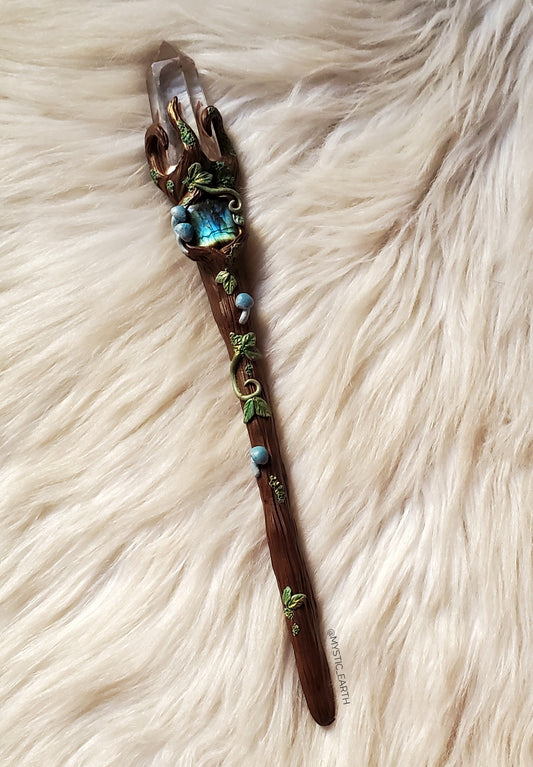 Quartz & Labradorite Crystal Wand