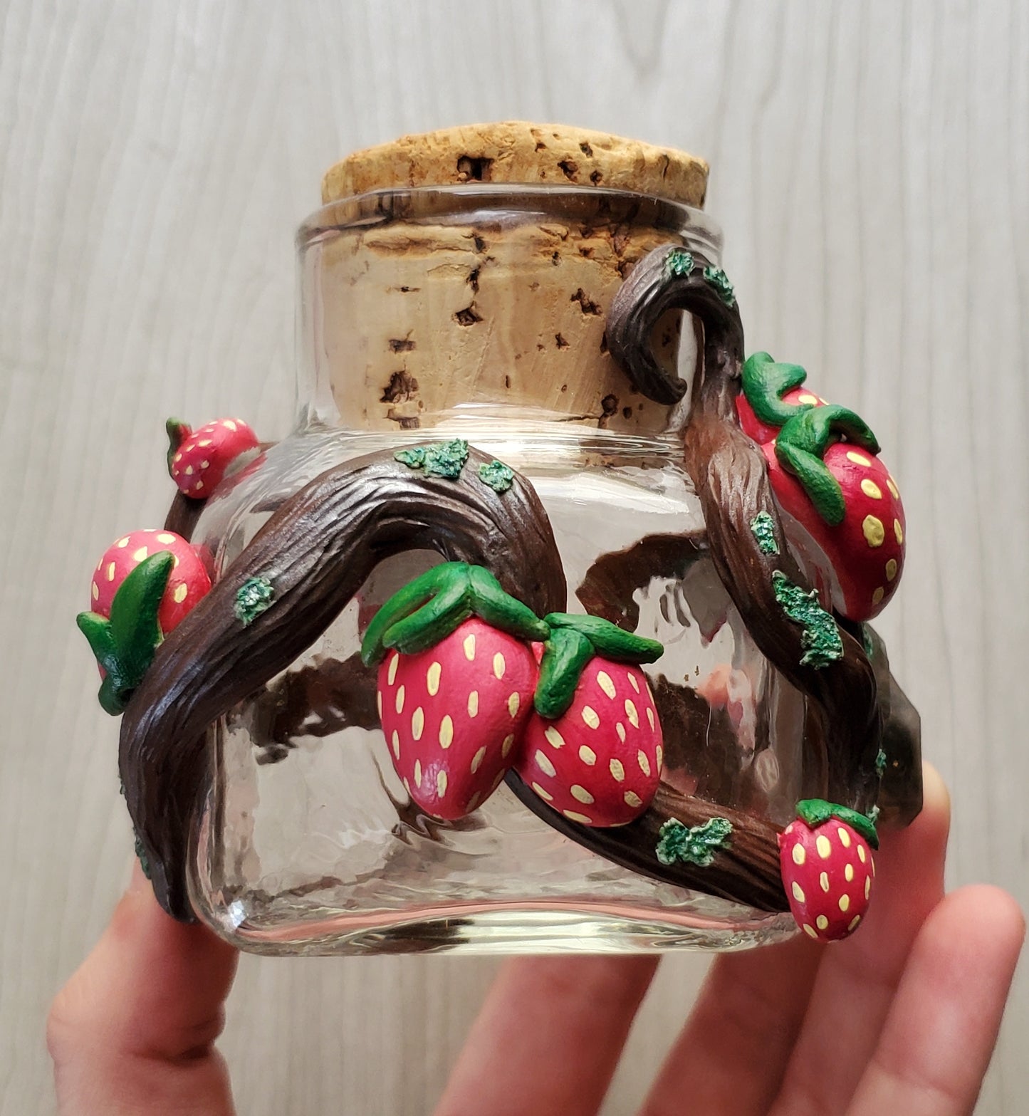 Smoky Quartz Strawberry Vine Jar (Hand Sculpted)