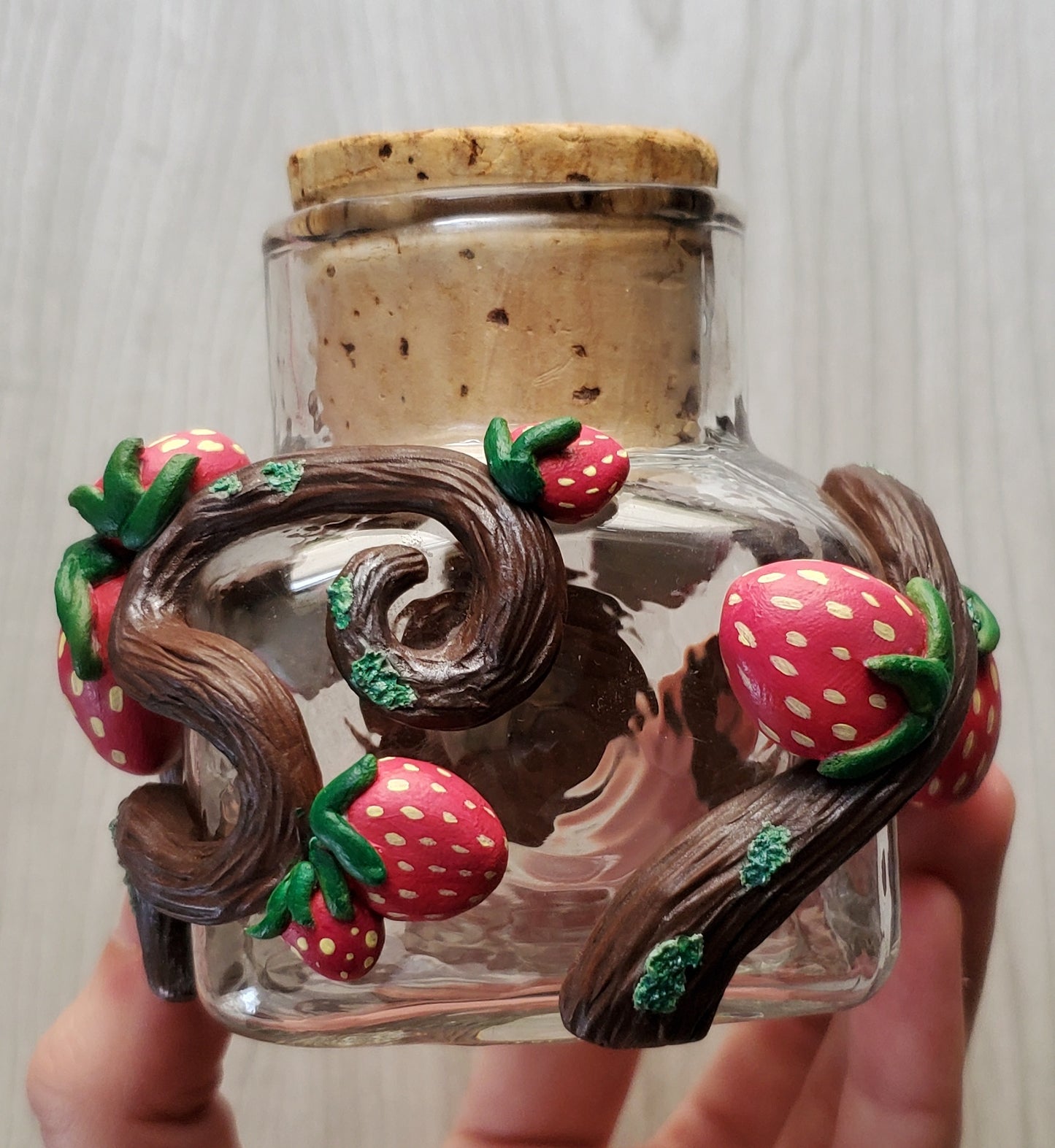 Smoky Quartz Strawberry Vine Jar (Hand Sculpted)