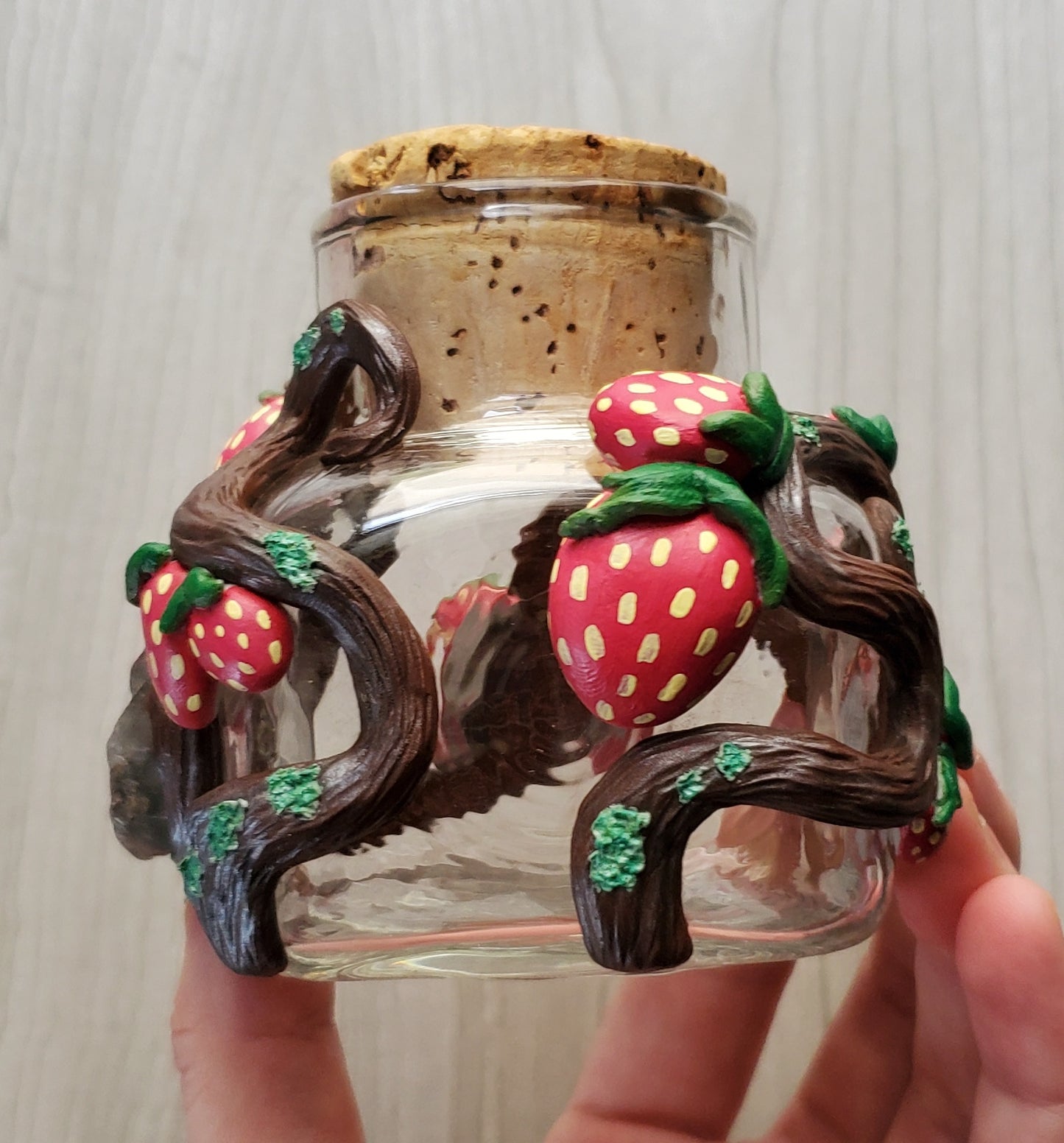 Smoky Quartz Strawberry Vine Jar (Hand Sculpted)