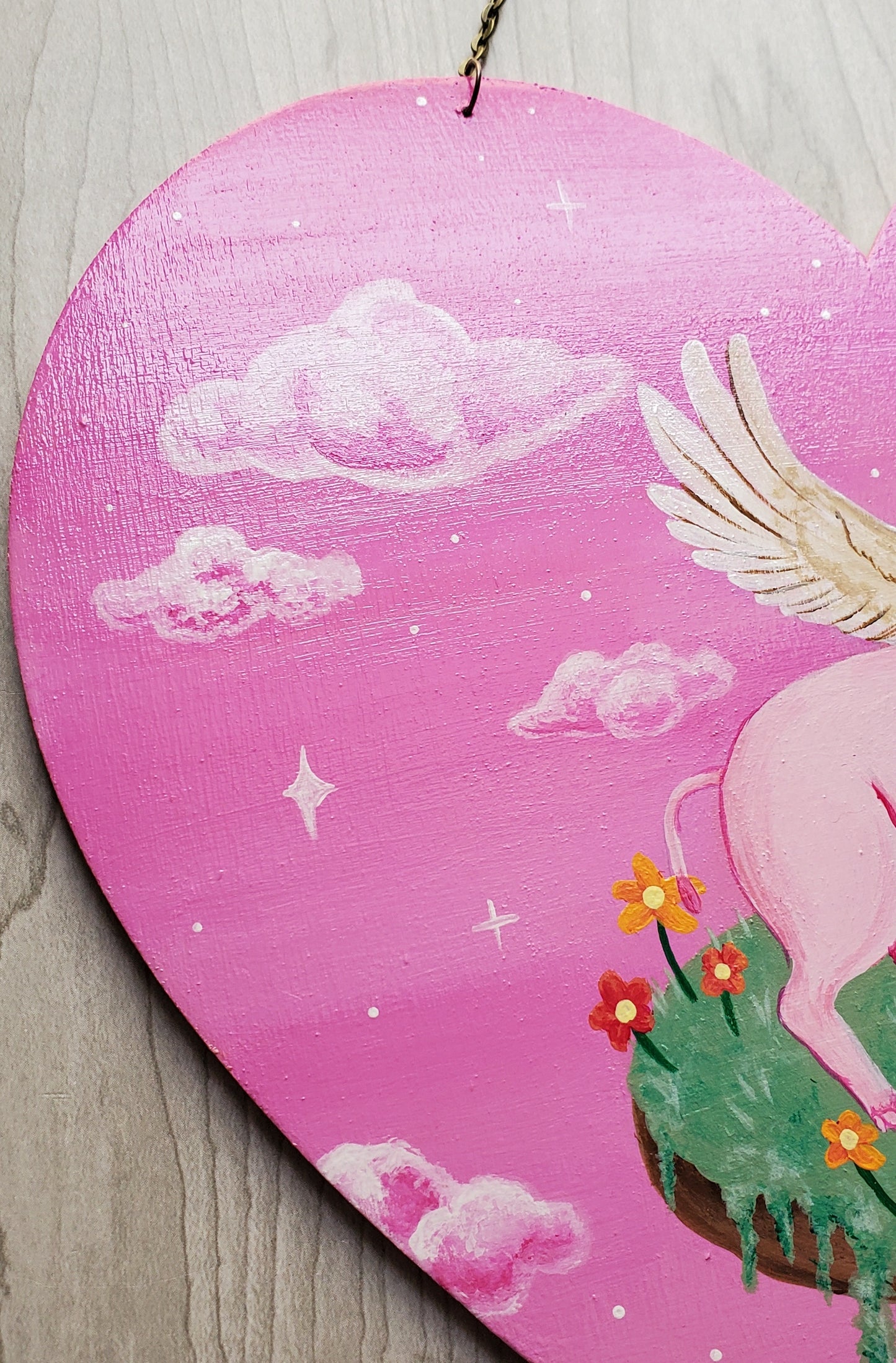 Flying Piggie Painting on Wood