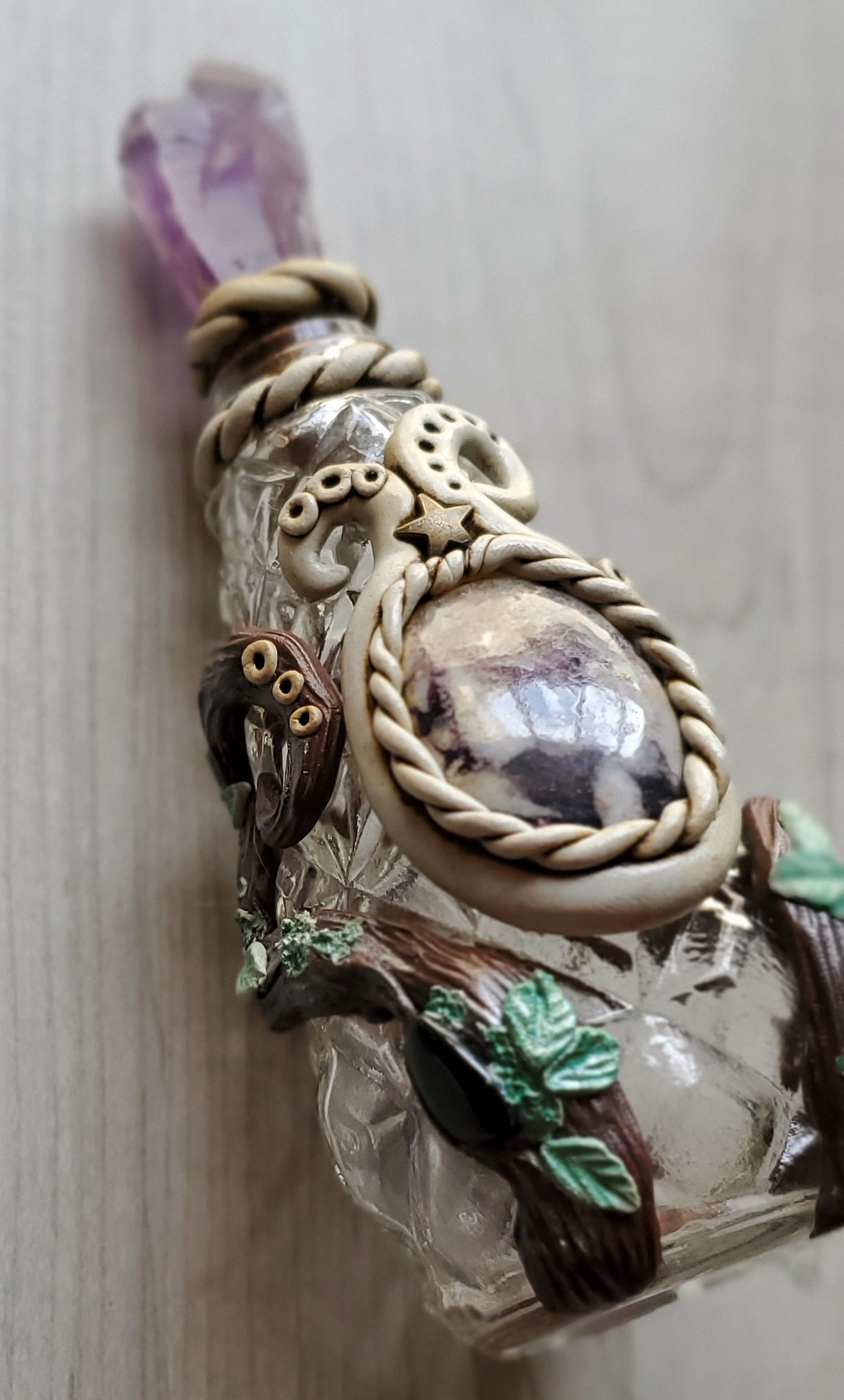 Tiffany Stone and Amethyst Potion Bottle