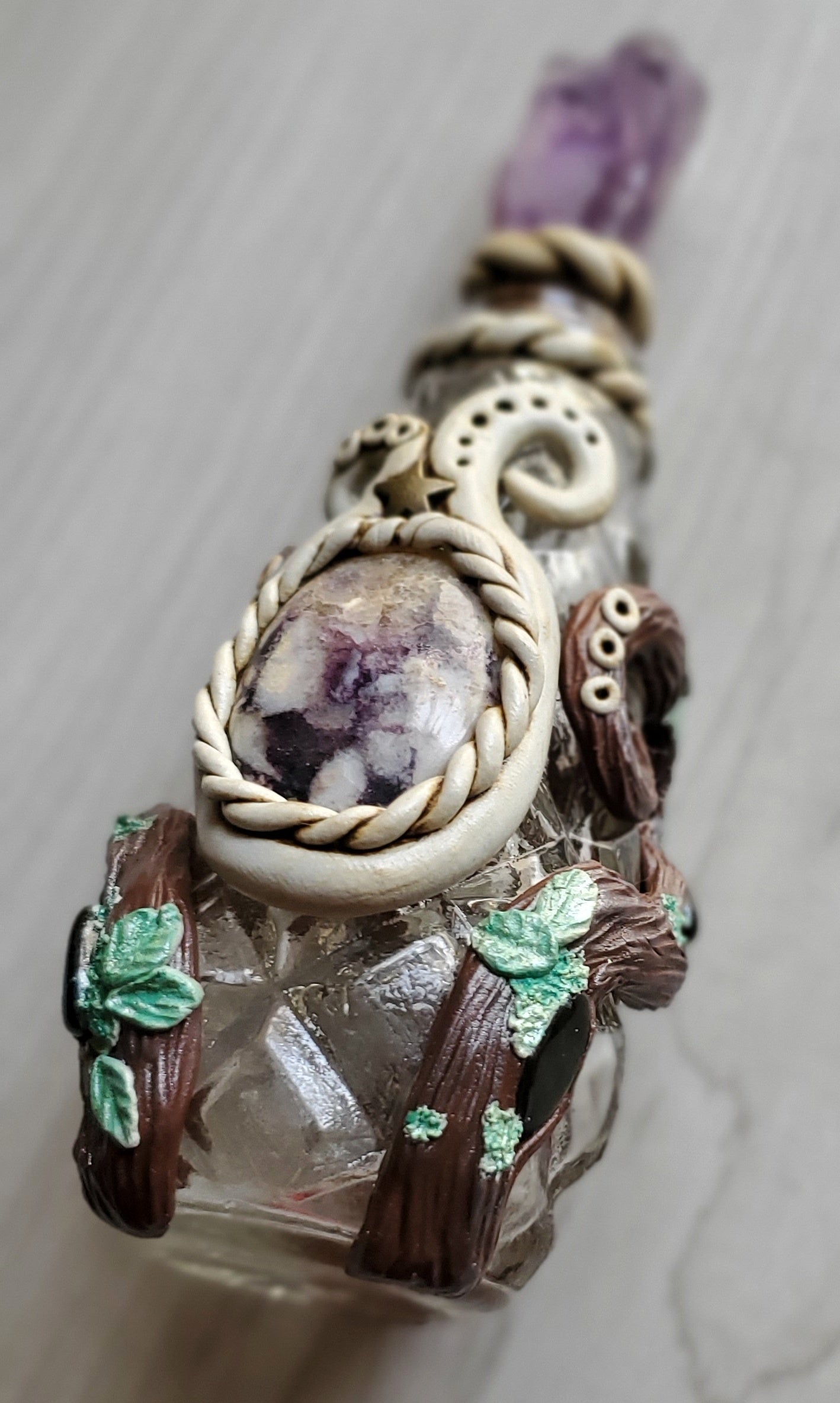 Tiffany Stone and Amethyst Potion Bottle