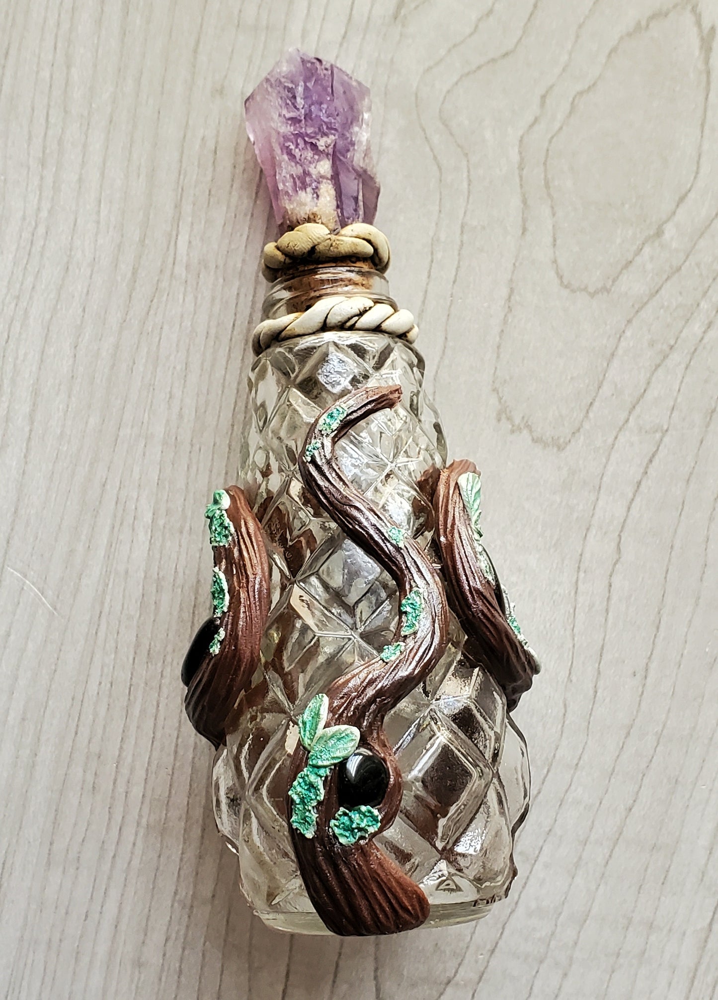 Tiffany Stone and Amethyst Potion Bottle