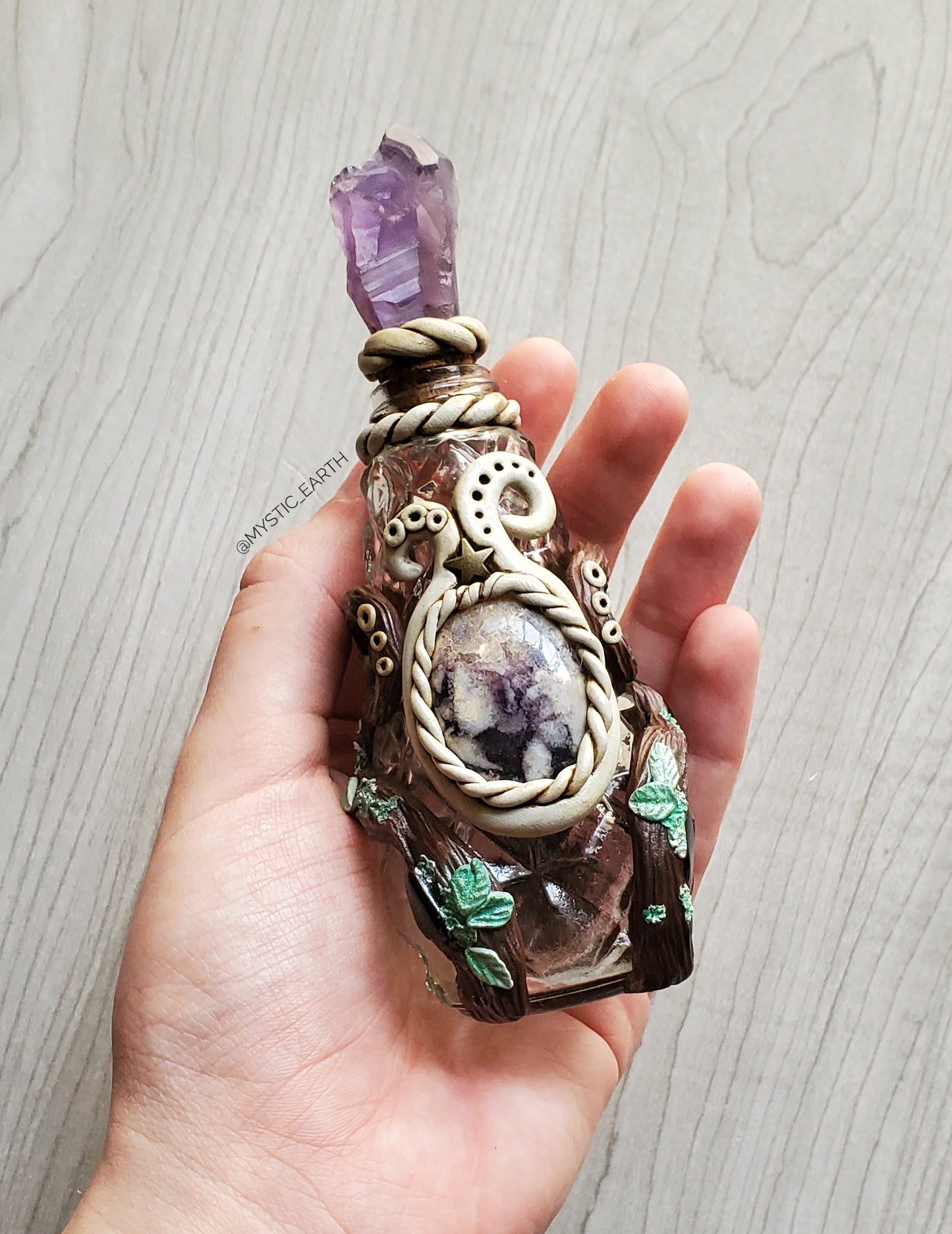 Tiffany Stone and Amethyst Potion Bottle